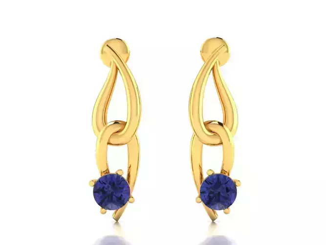 Earrings sapphire stone gold