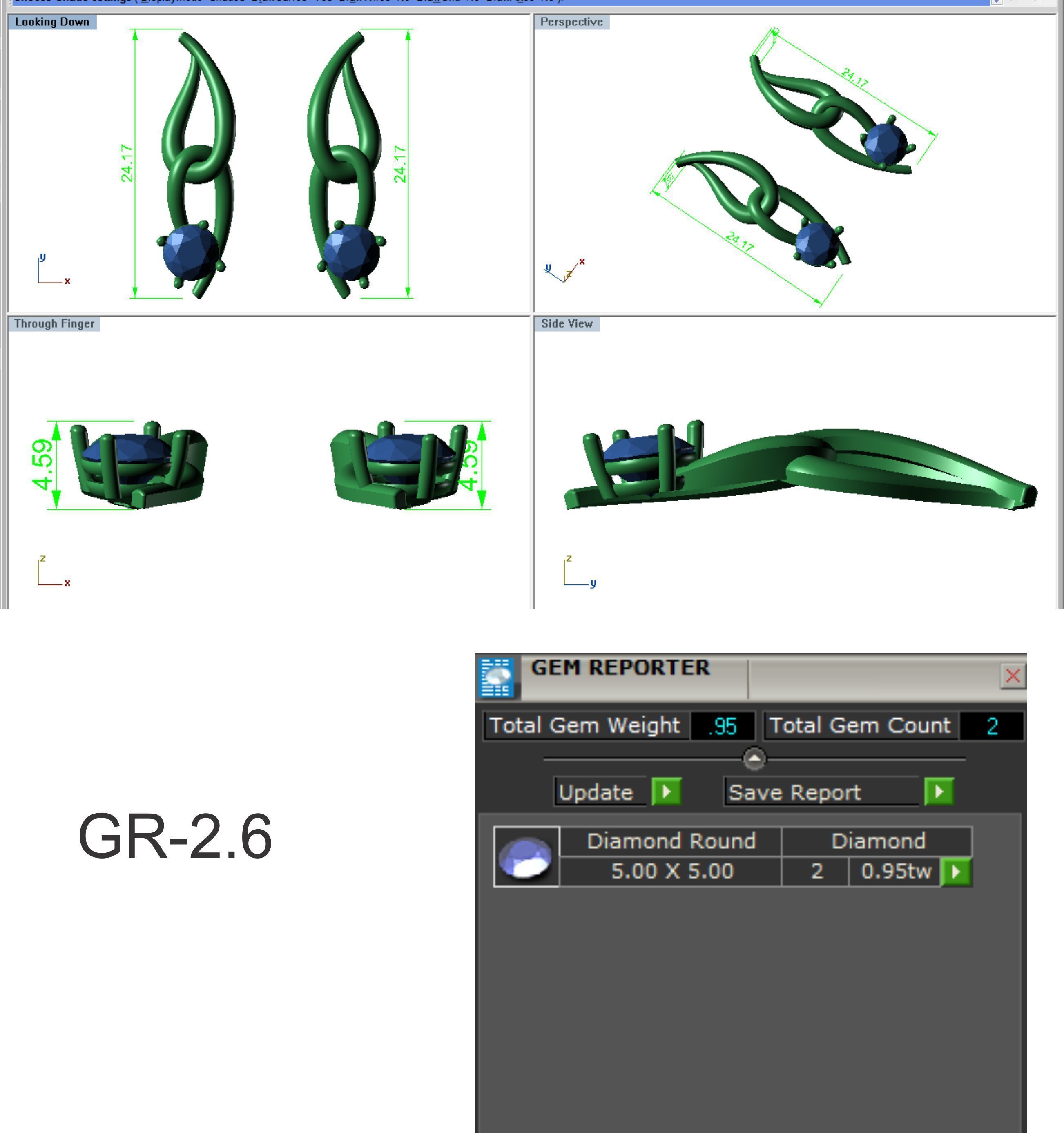Earrings sapphire stone gold 3D print model_6