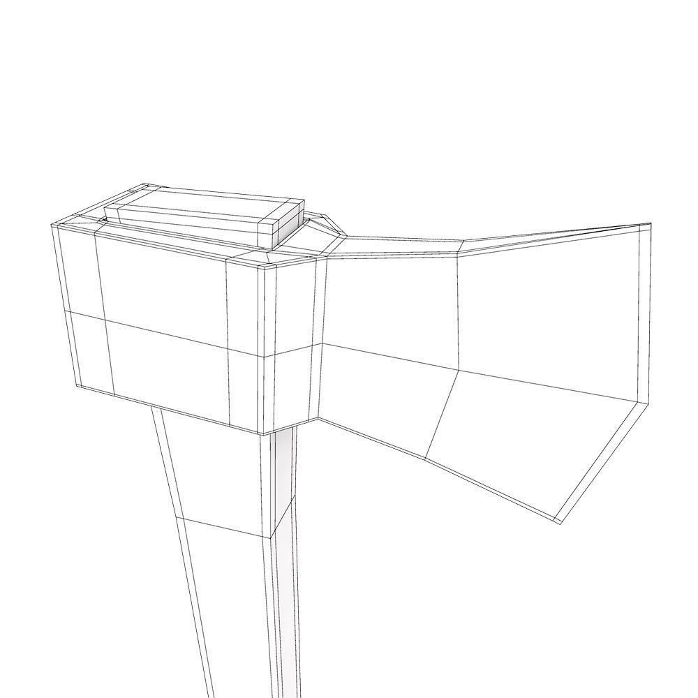 Wood chopping splitting axe 3d model 3D model_6