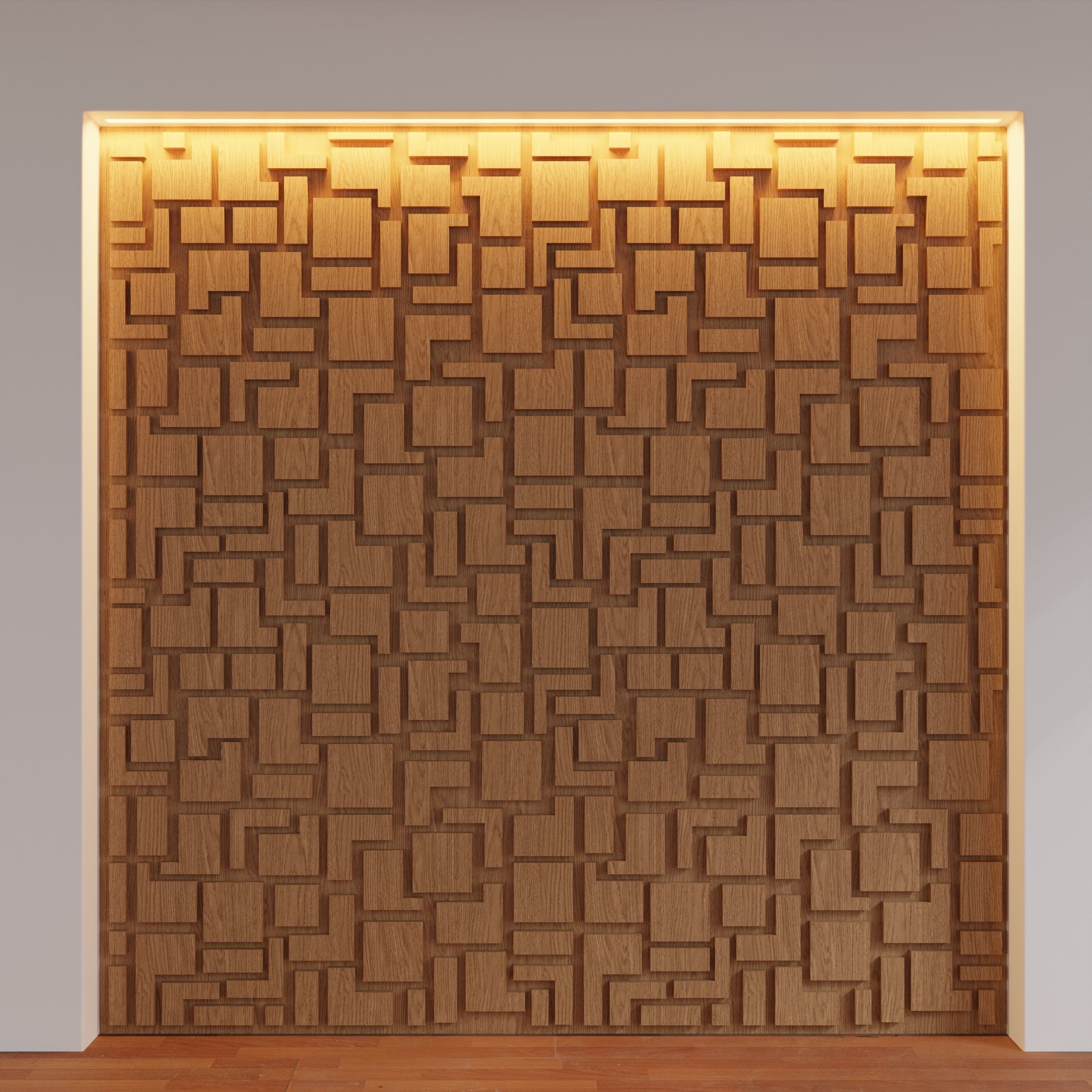 Decorative Wooden Wall Model 17 Low-poly 3D model_1