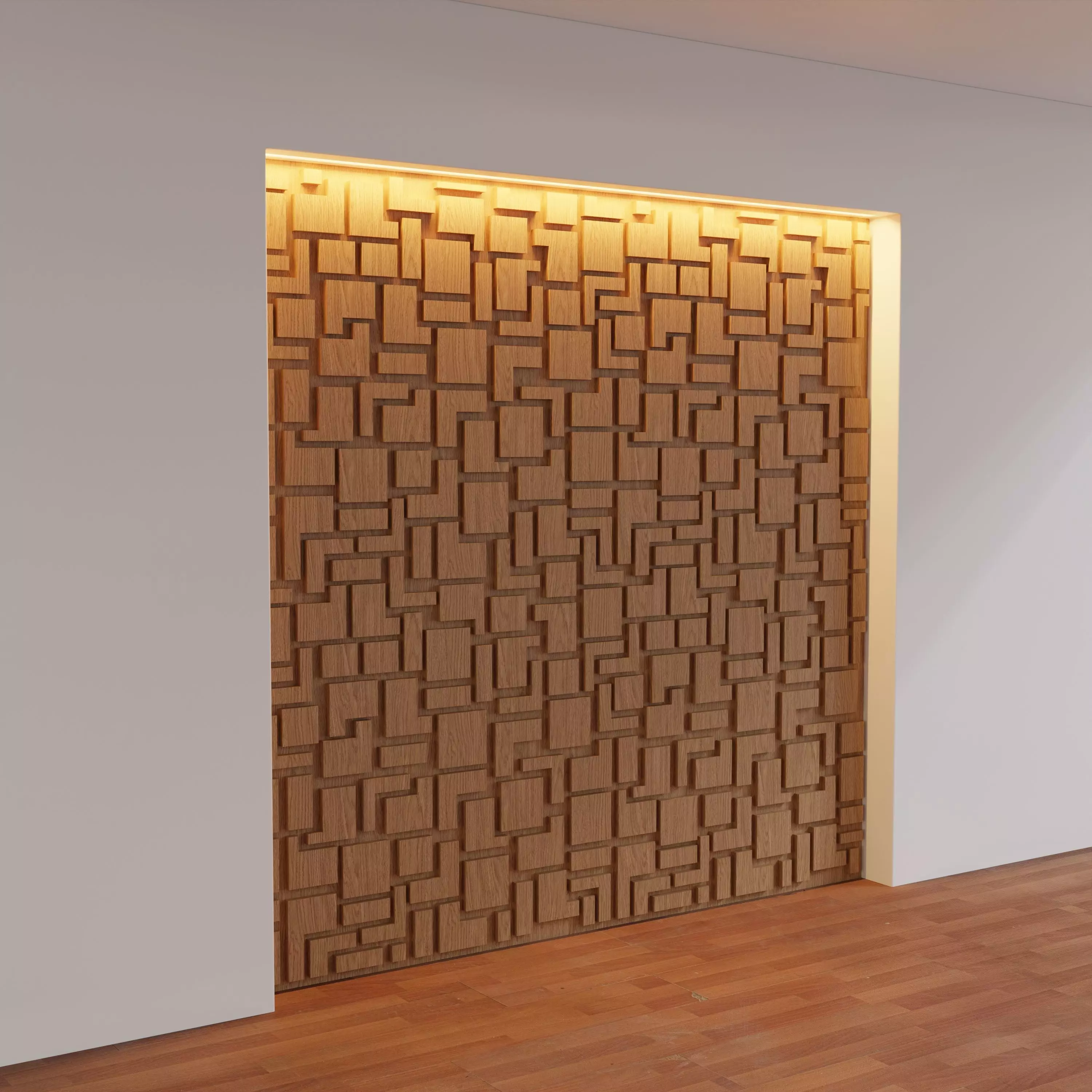 Decorative Wooden Wall Model 17 Low-poly 3D model_0