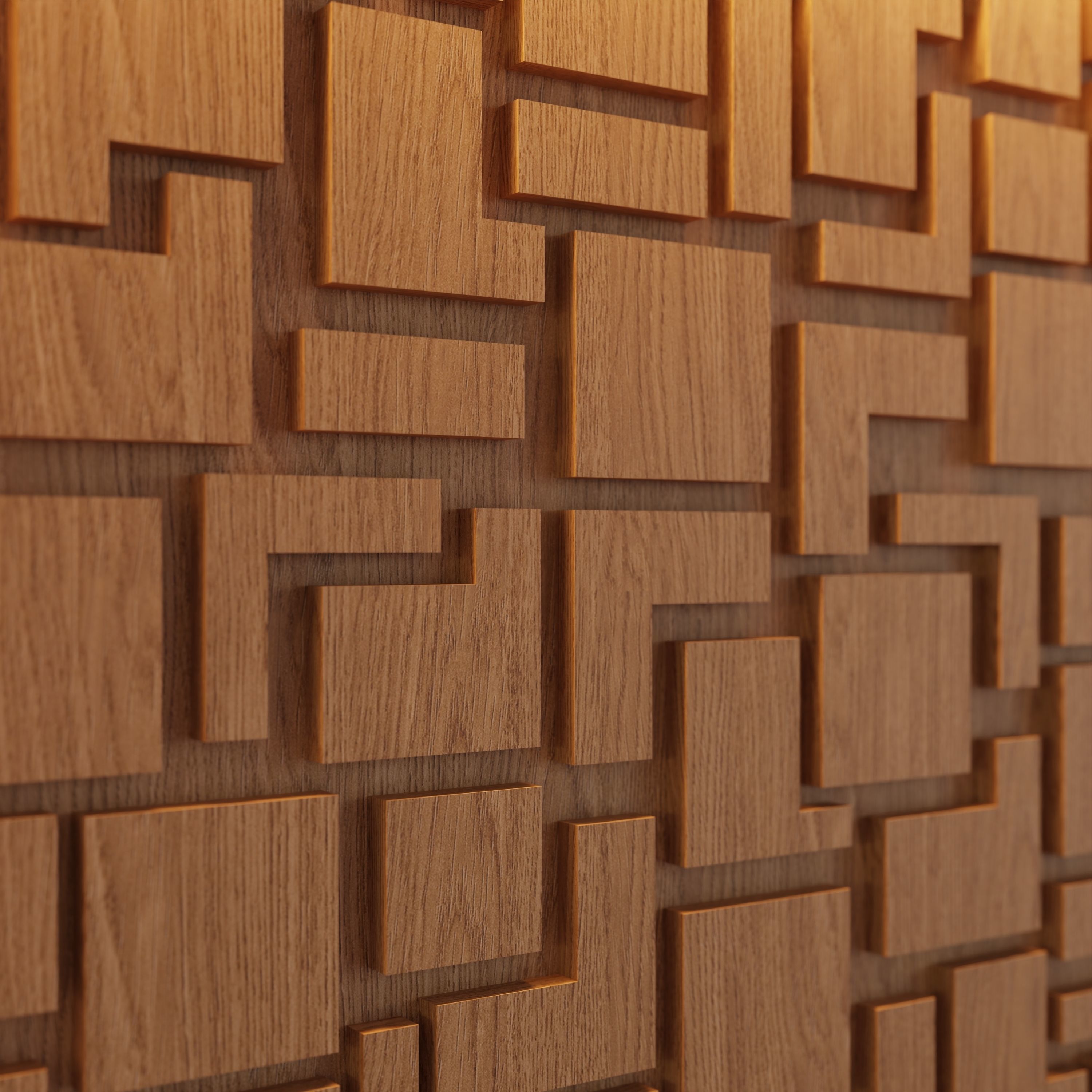 Decorative Wooden Wall Model 17 Low-poly 3D model_2