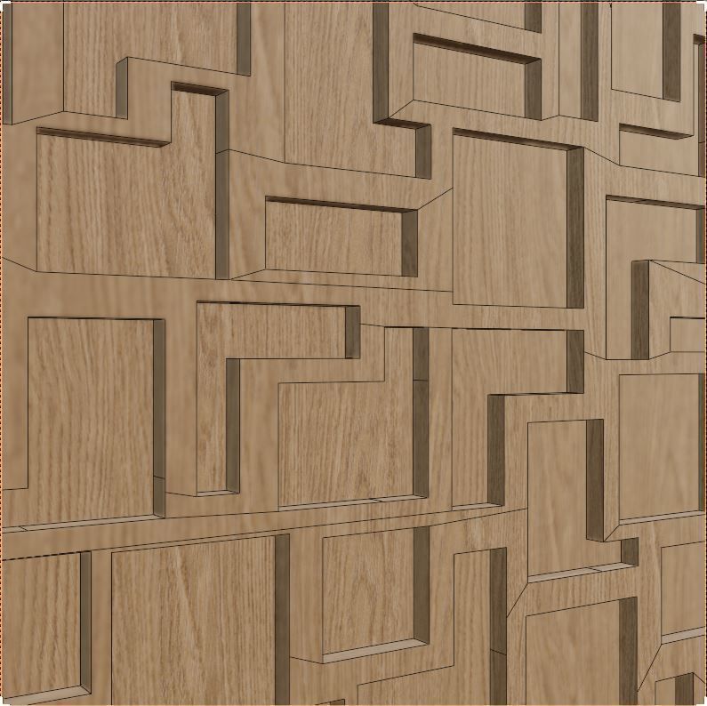Decorative Wooden Wall Model 17 Low-poly 3D model_7