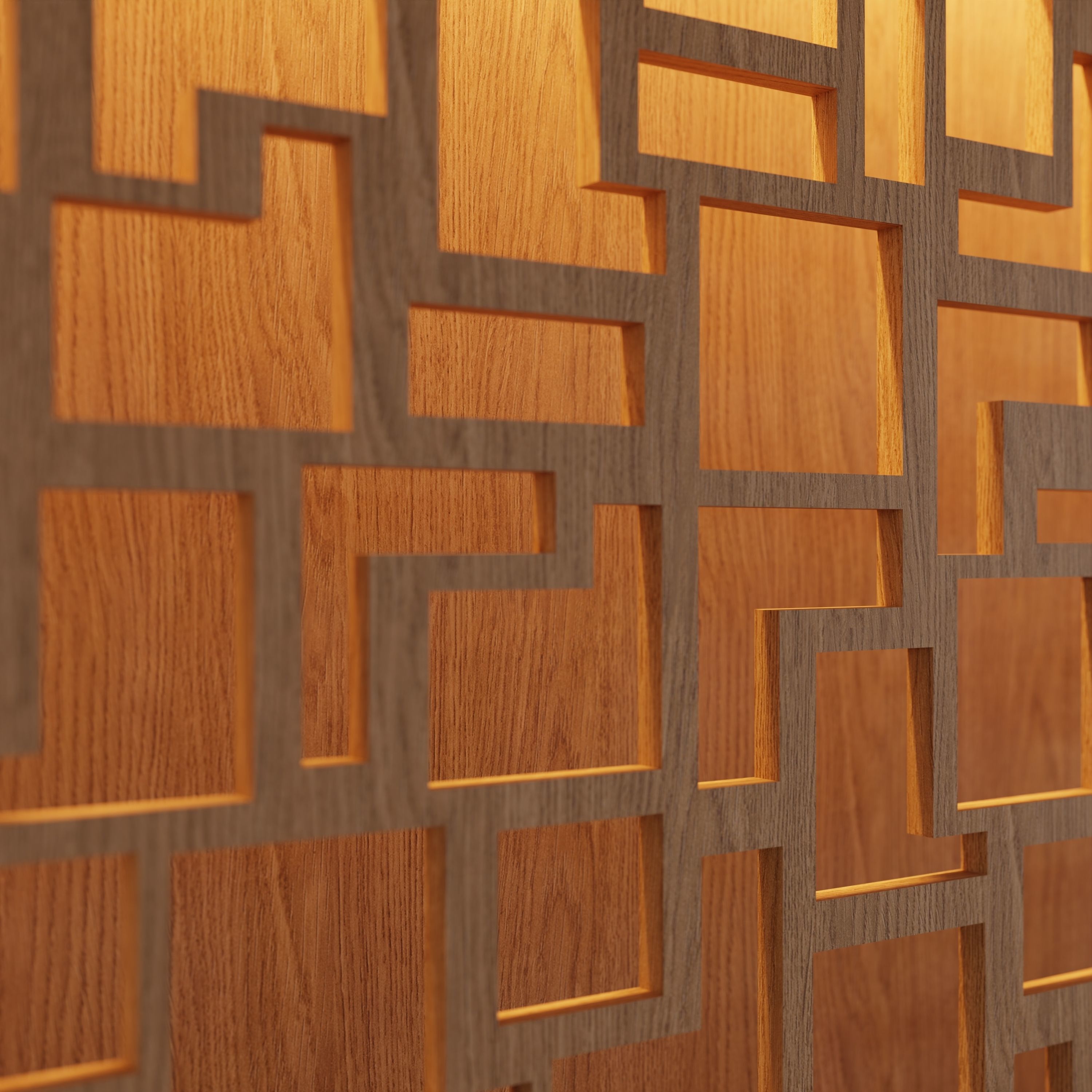 Decorative Wooden Wall Model 17 Low-poly 3D model_6