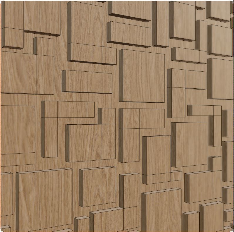 Decorative Wooden Wall Model 17 Low-poly 3D model_3