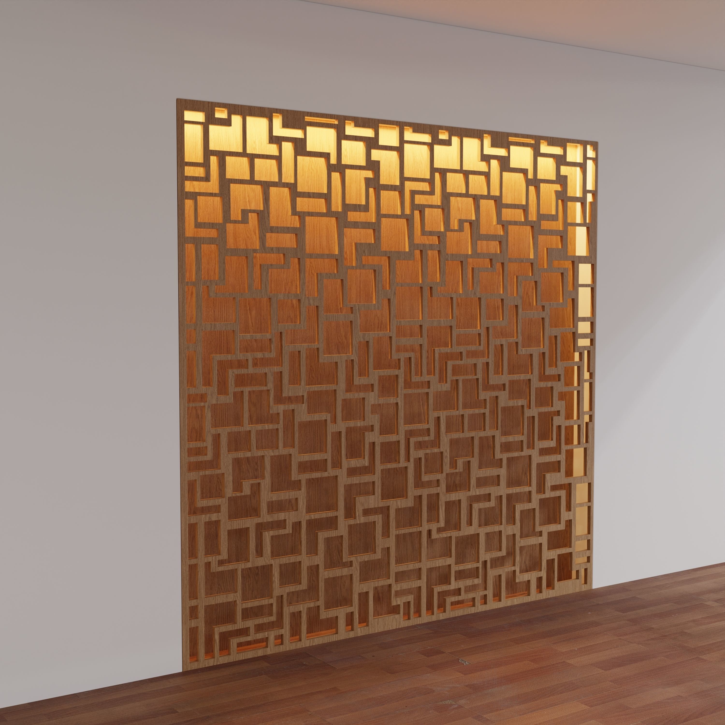 Decorative Wooden Wall Model 17 Low-poly 3D model_4