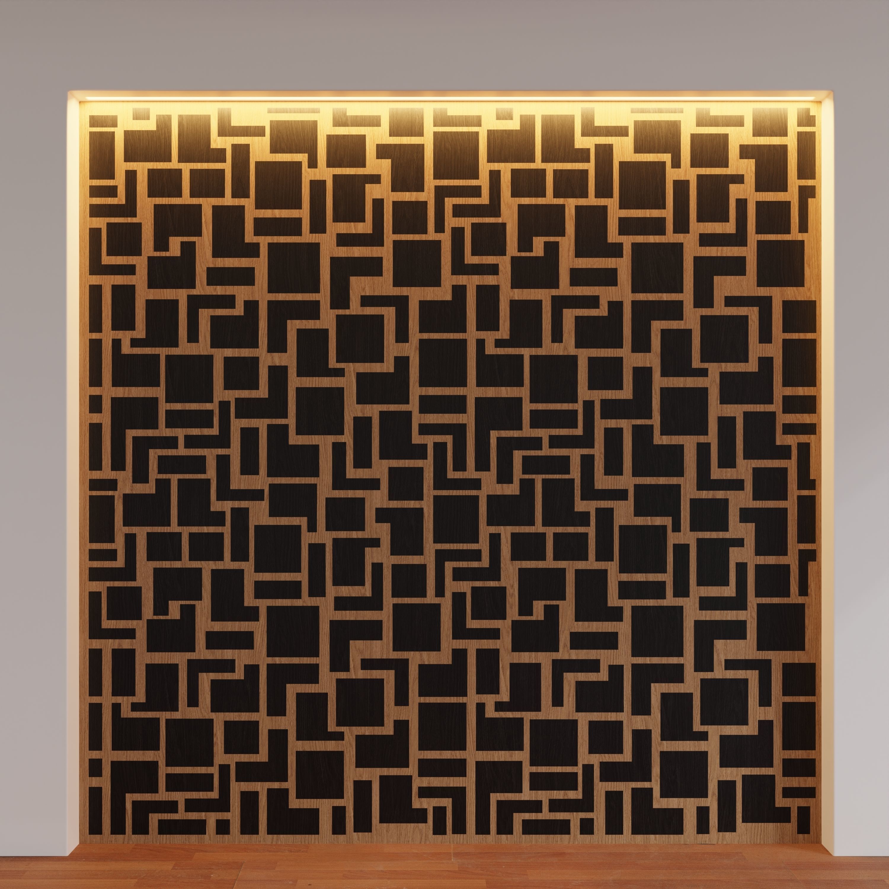 Decorative Wooden Wall Model 17 Low-poly 3D model_9