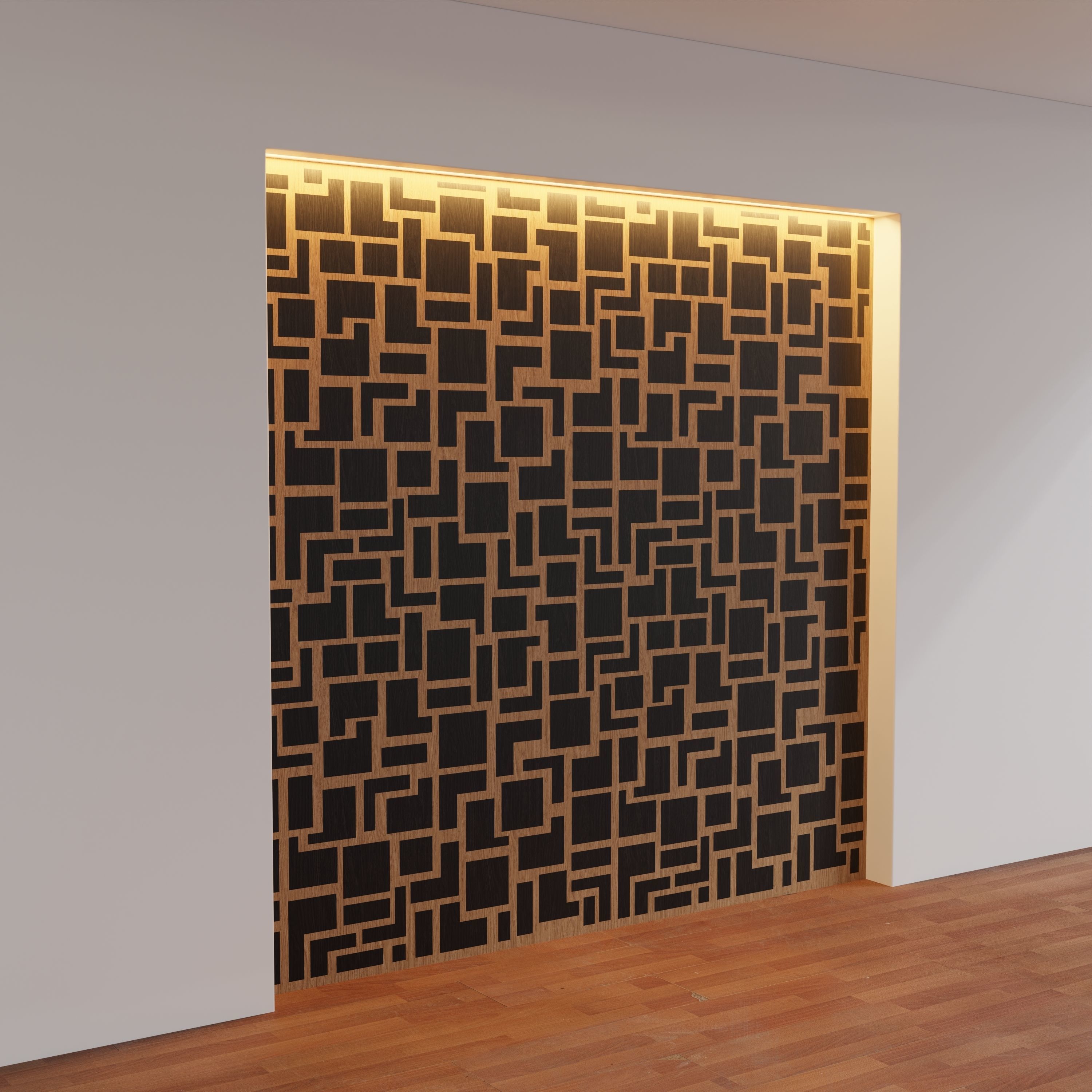 Decorative Wooden Wall Model 17 Low-poly 3D model_8