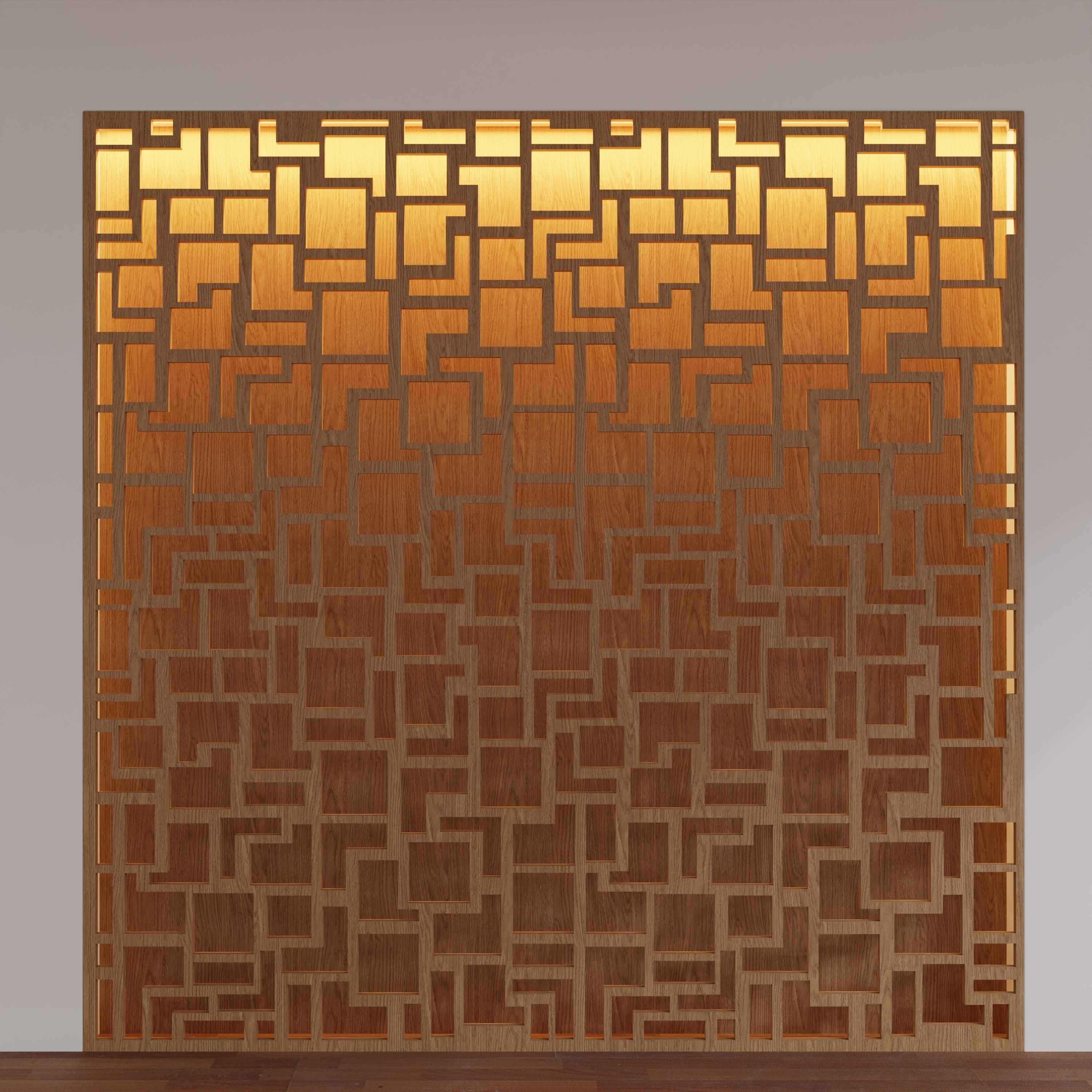 Decorative Wooden Wall Model 17 Low-poly 3D model_5