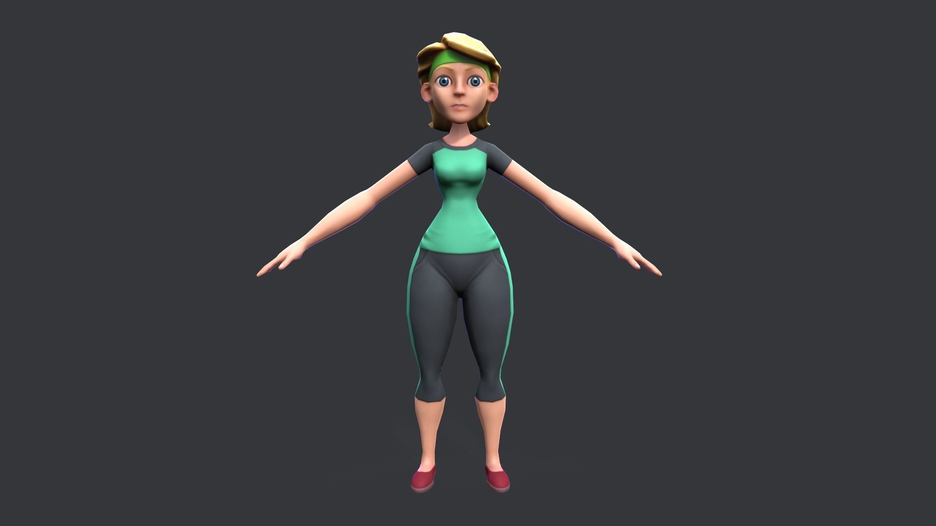Stylized sport family Low-poly 3D model_2
