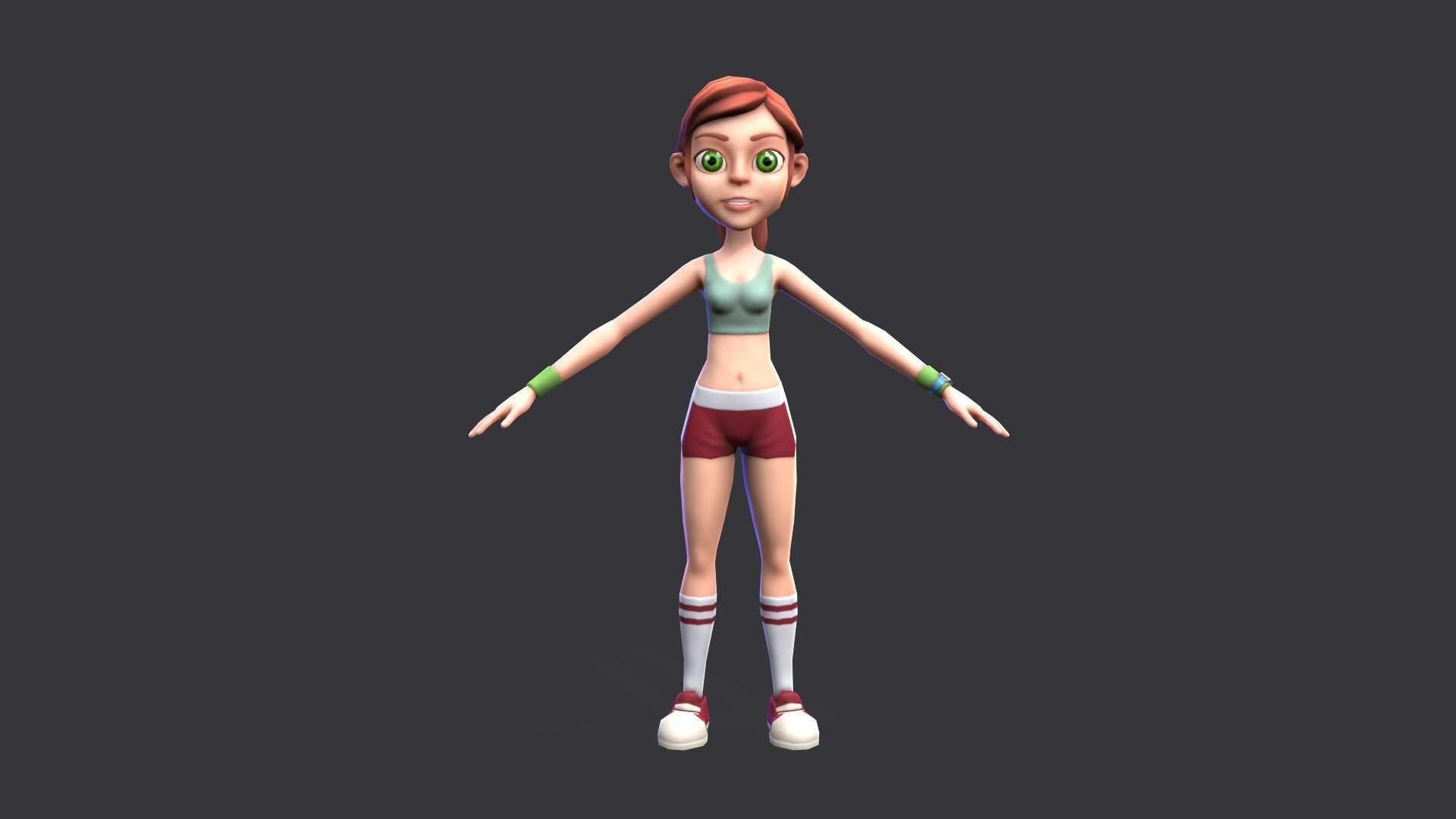 Stylized sport family Low-poly 3D model_3