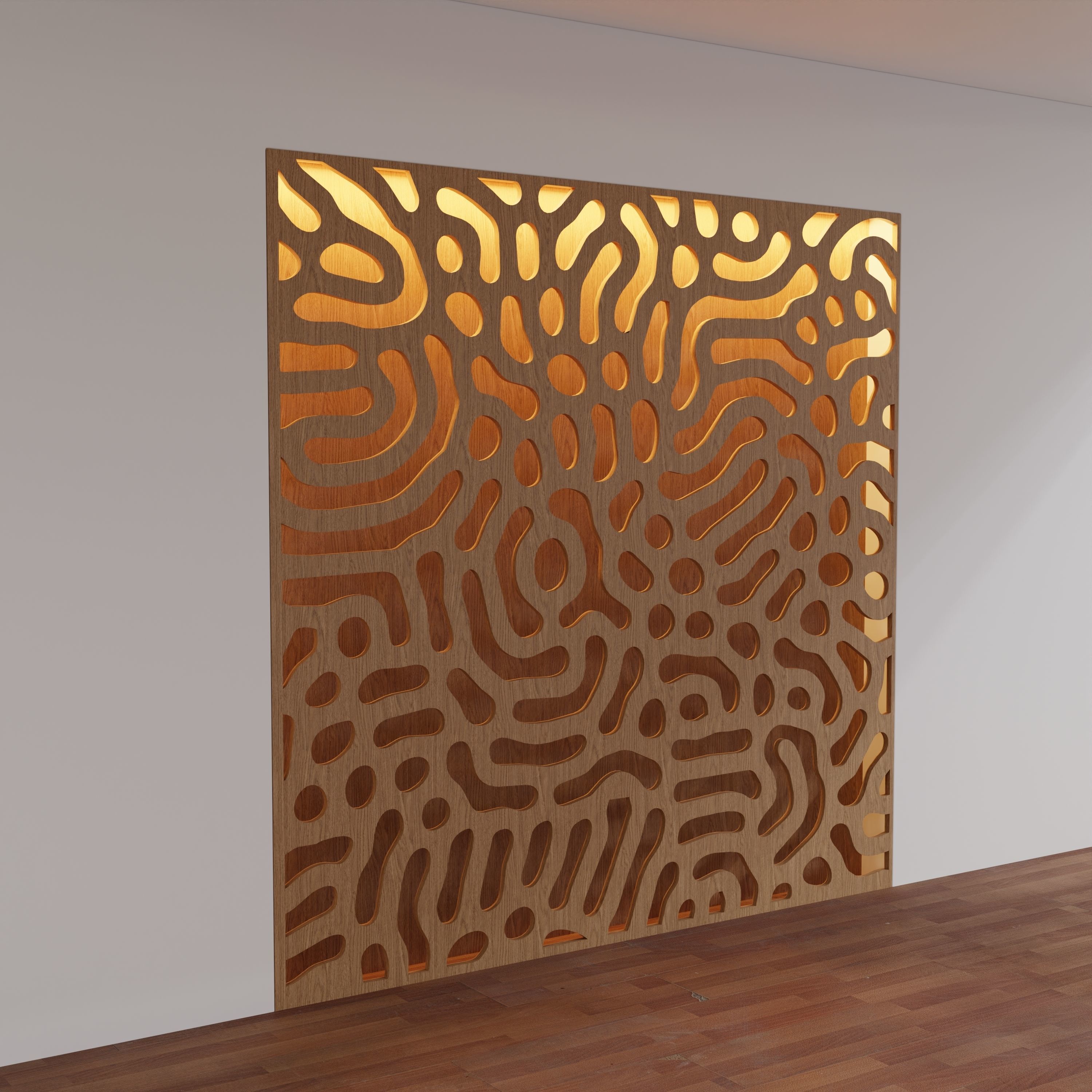 Decorative Wooden Wall Model 18 Low-poly 3D model_4