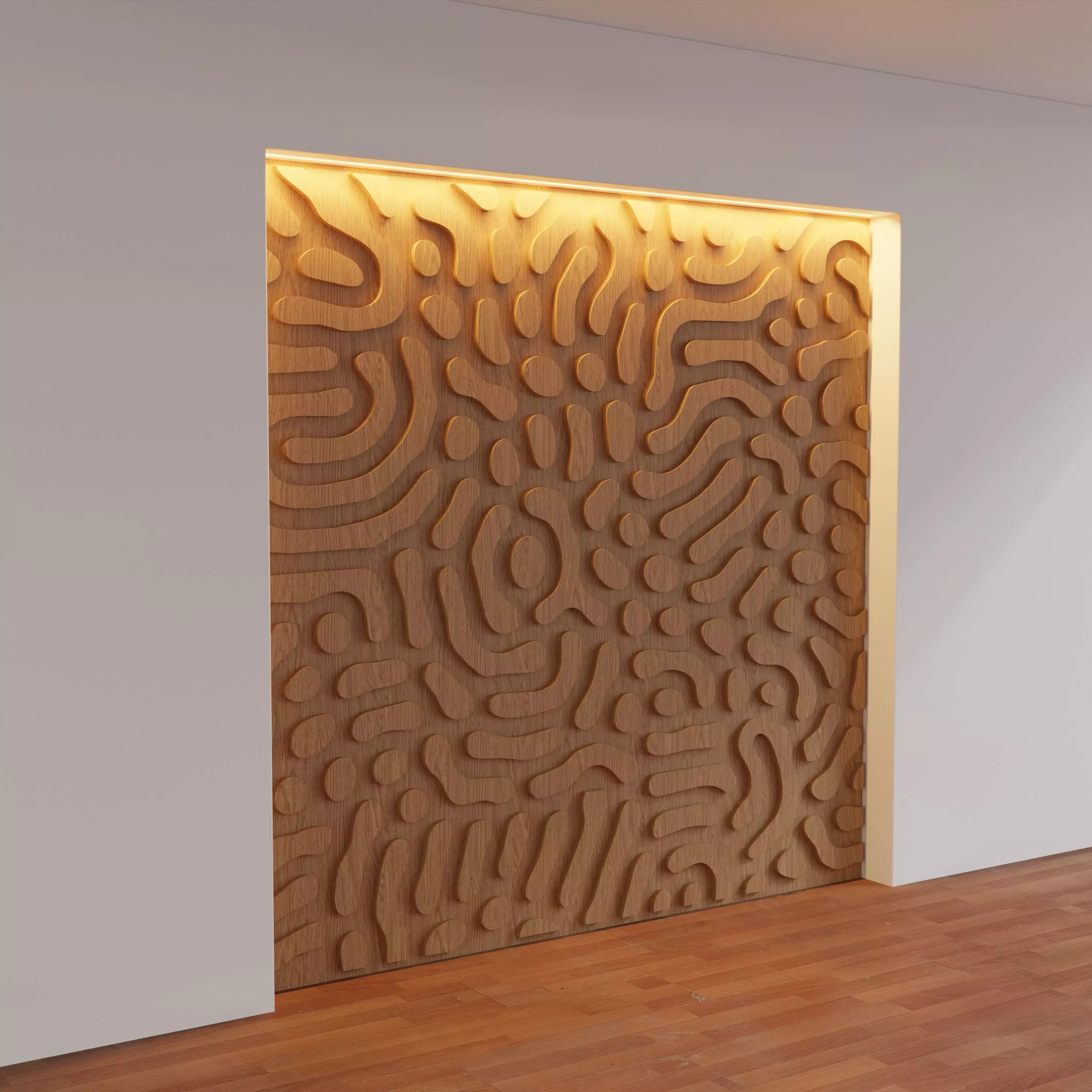 Decorative Wooden Wall Model 18 Low-poly 3D model_0
