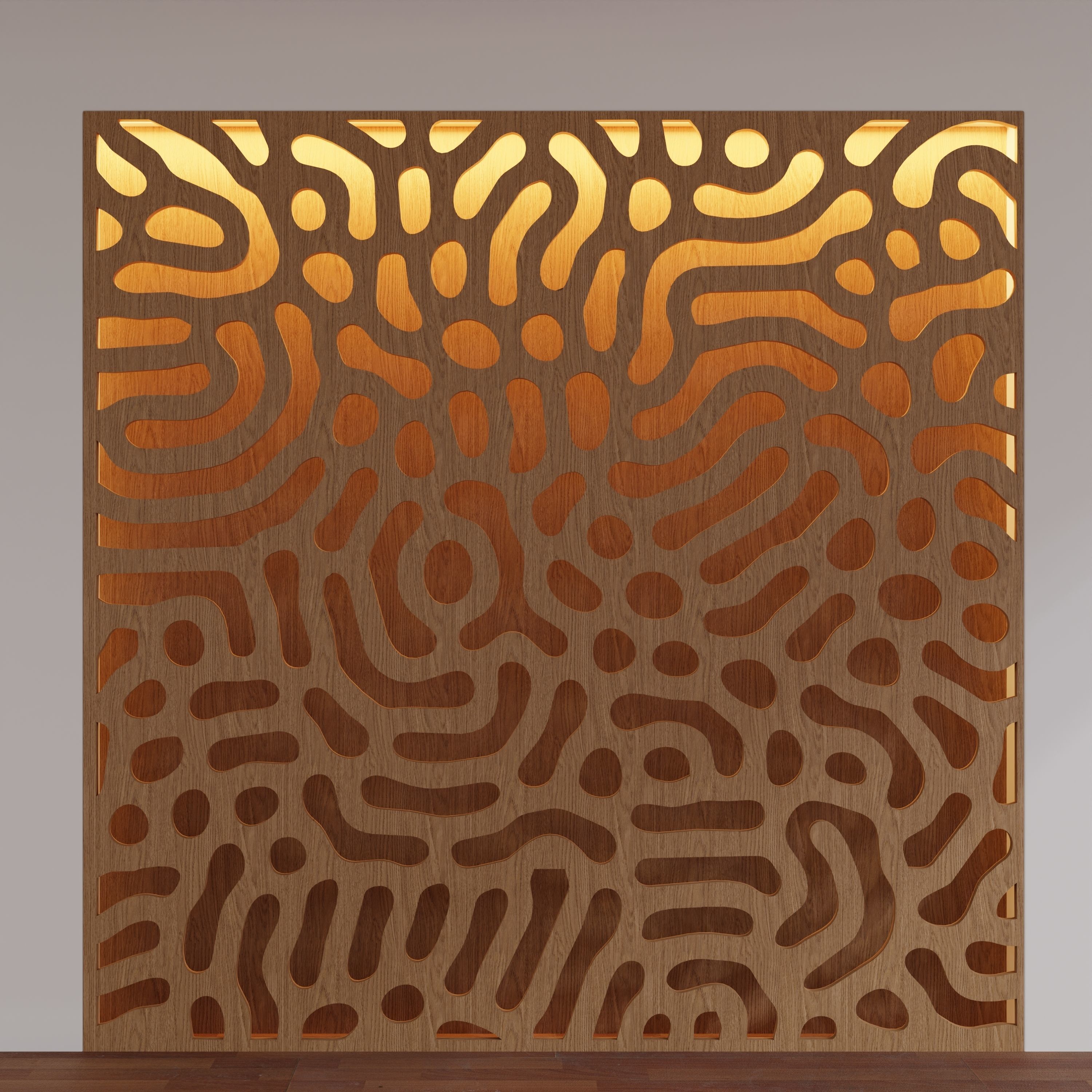 Decorative Wooden Wall Model 18 Low-poly 3D model_5
