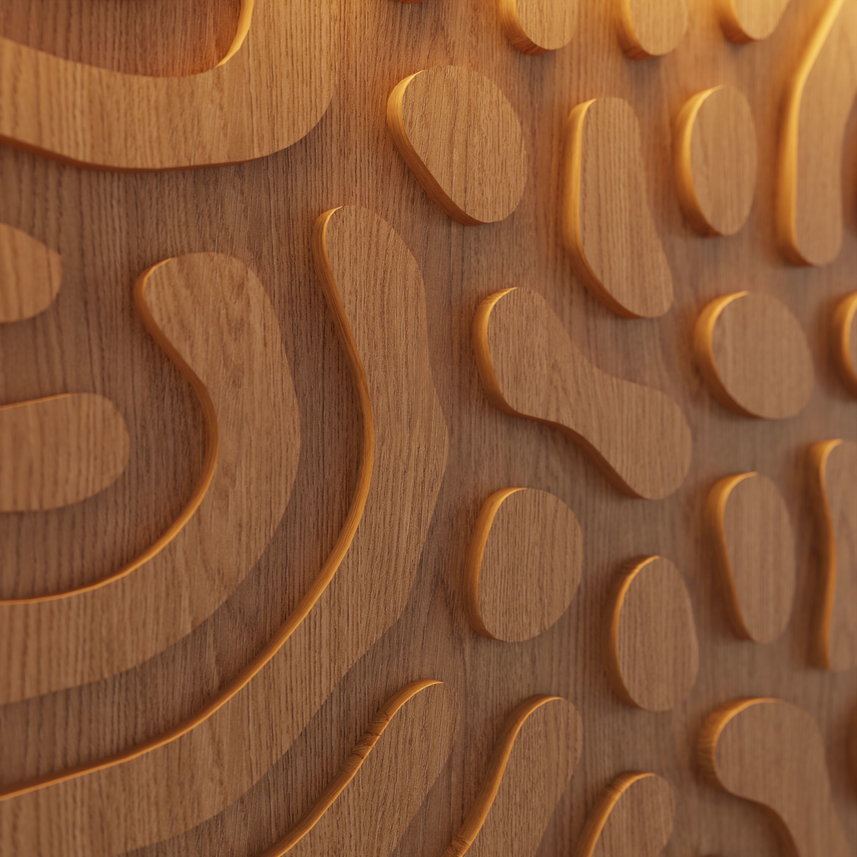 Decorative Wooden Wall Model 18 Low-poly 3D model_2