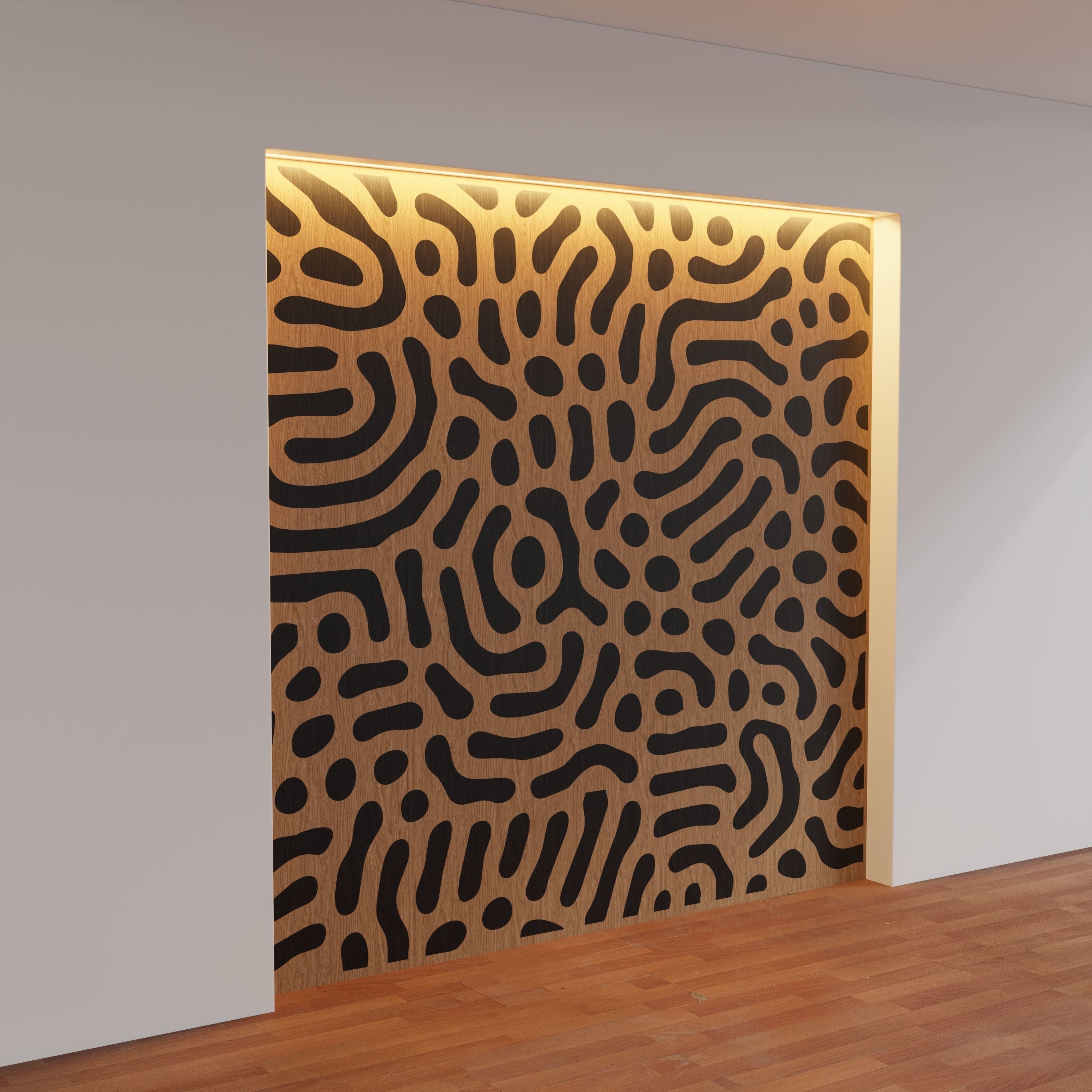 Decorative Wooden Wall Model 18 Low-poly 3D model_8