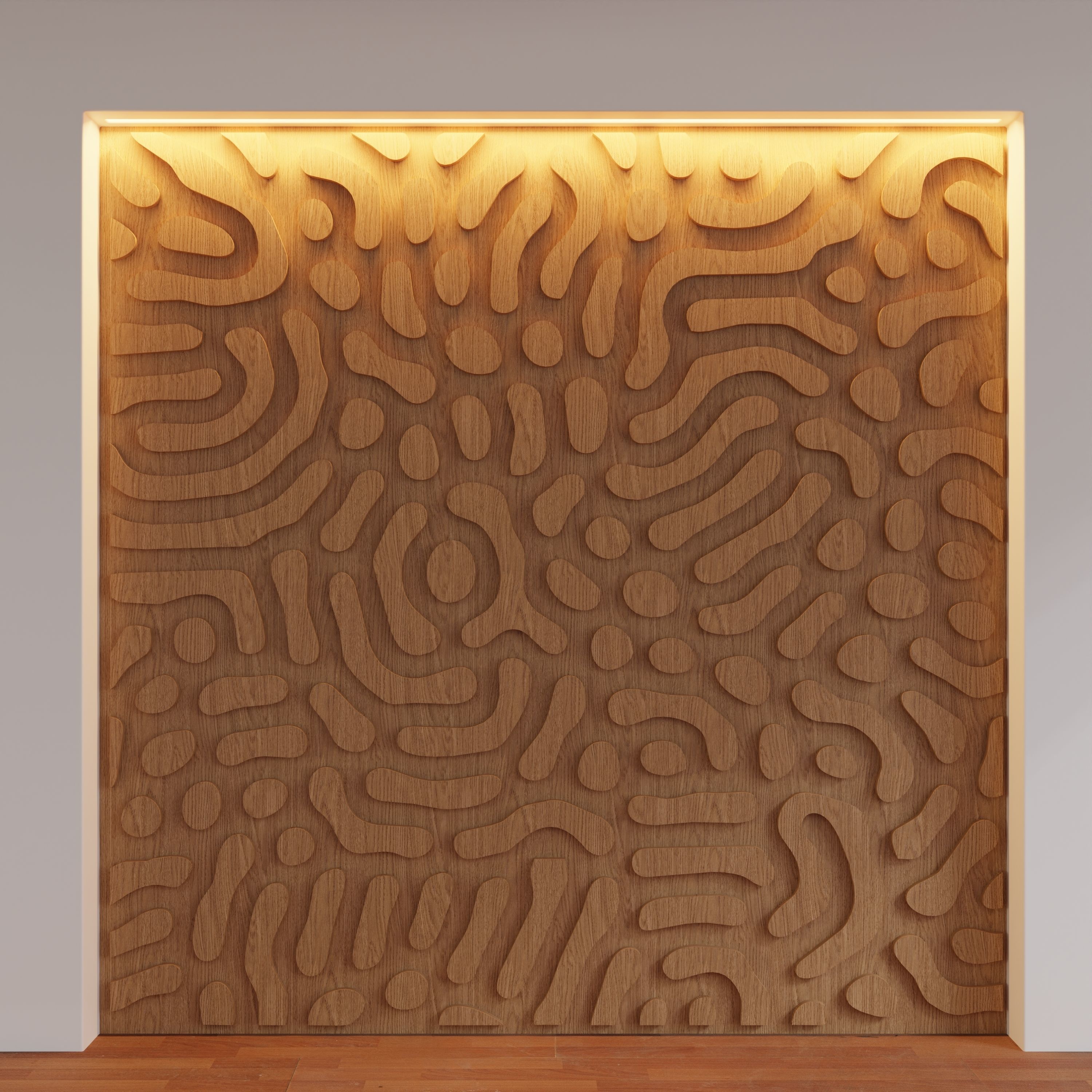 Decorative Wooden Wall Model 18 Low-poly 3D model_1