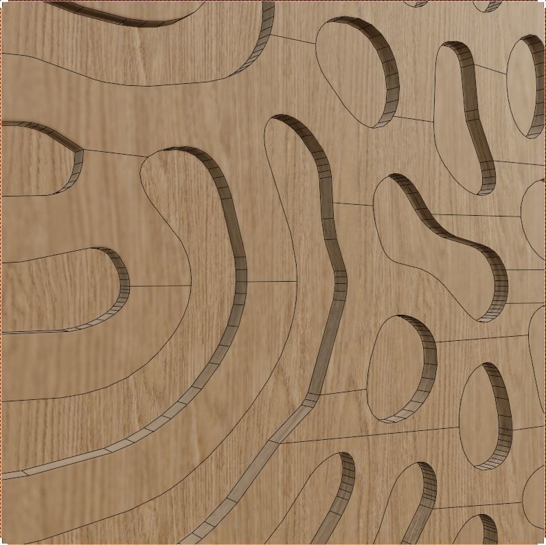 Decorative Wooden Wall Model 18 Low-poly 3D model_7