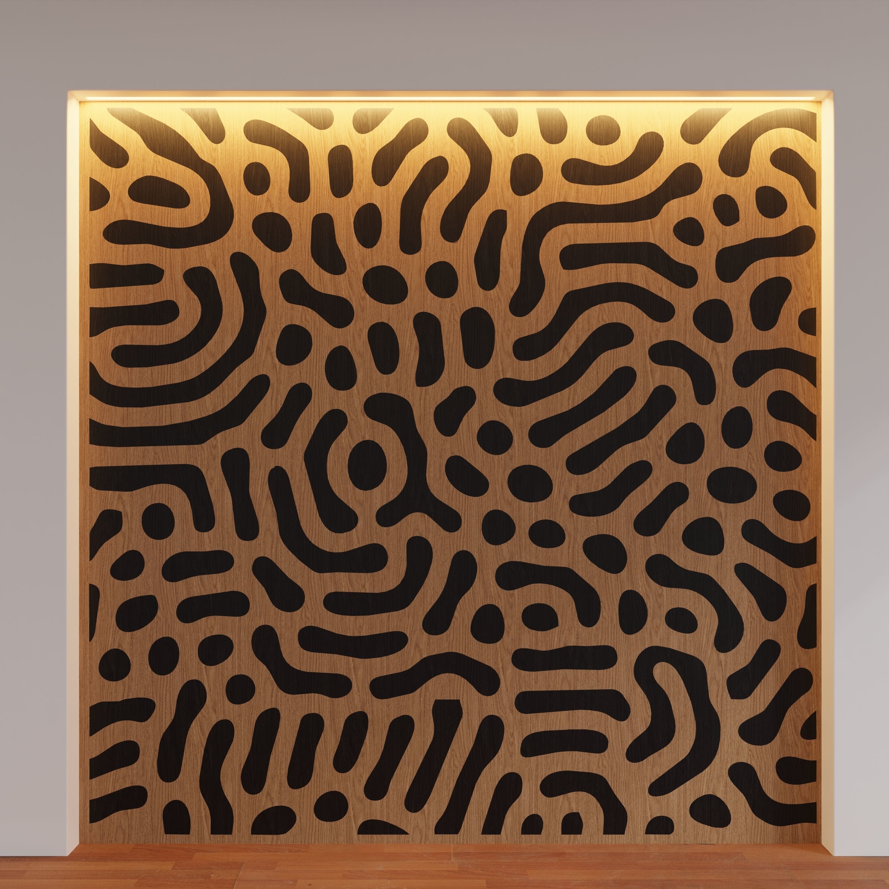 Decorative Wooden Wall Model 18 Low-poly 3D model_9