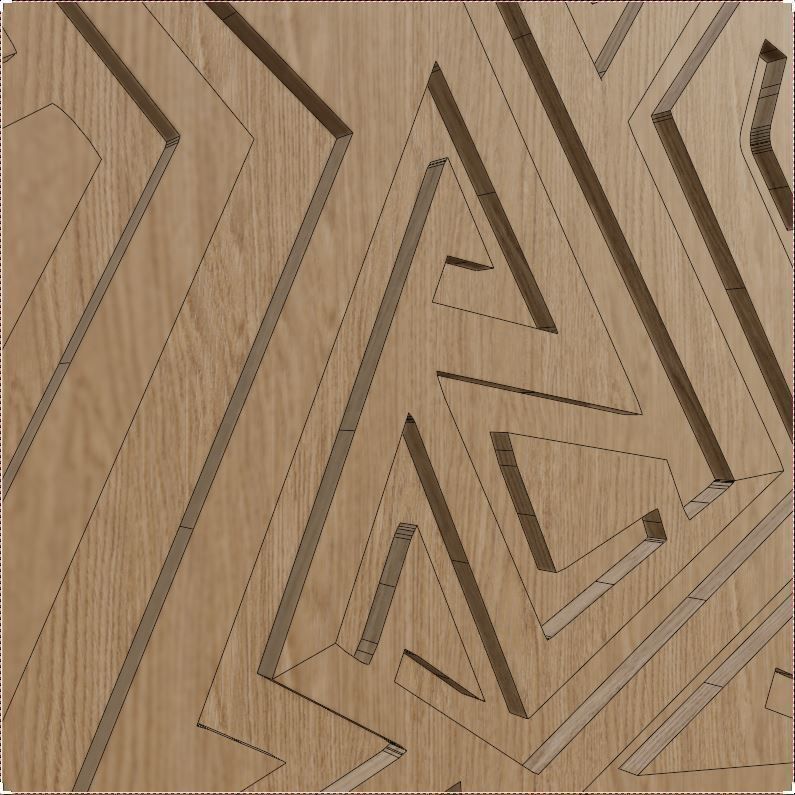 Decorative Wooden Wall Model 19 Low-poly 3D model_7
