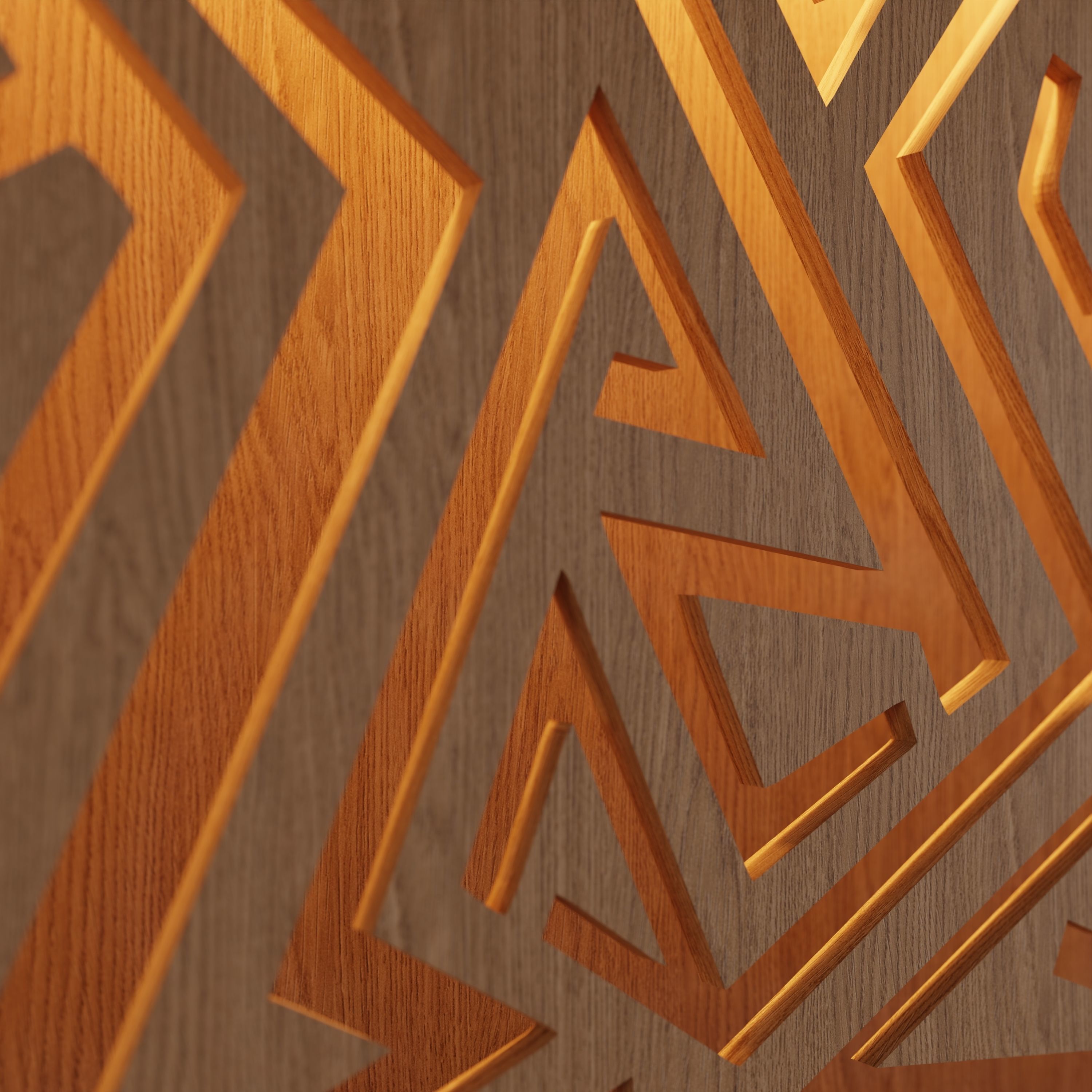 Decorative Wooden Wall Model 19 Low-poly 3D model_6