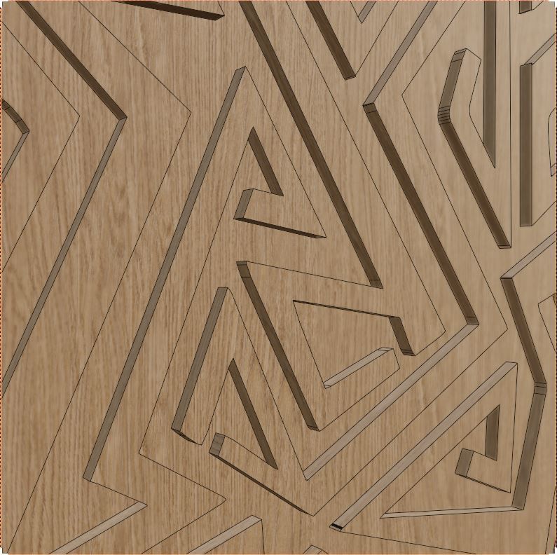 Decorative Wooden Wall Model 19 Low-poly 3D model_3