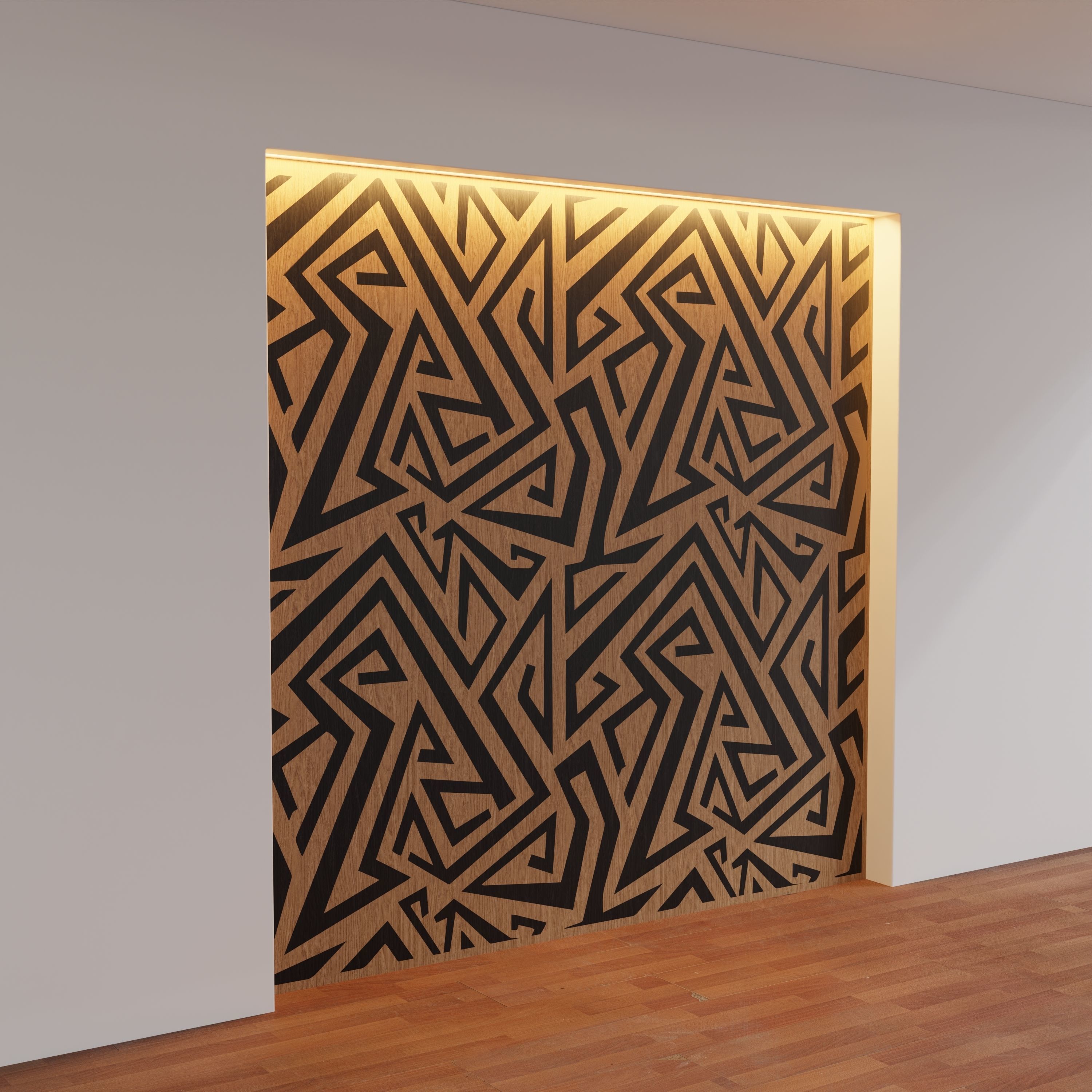 Decorative Wooden Wall Model 19 Low-poly 3D model_8