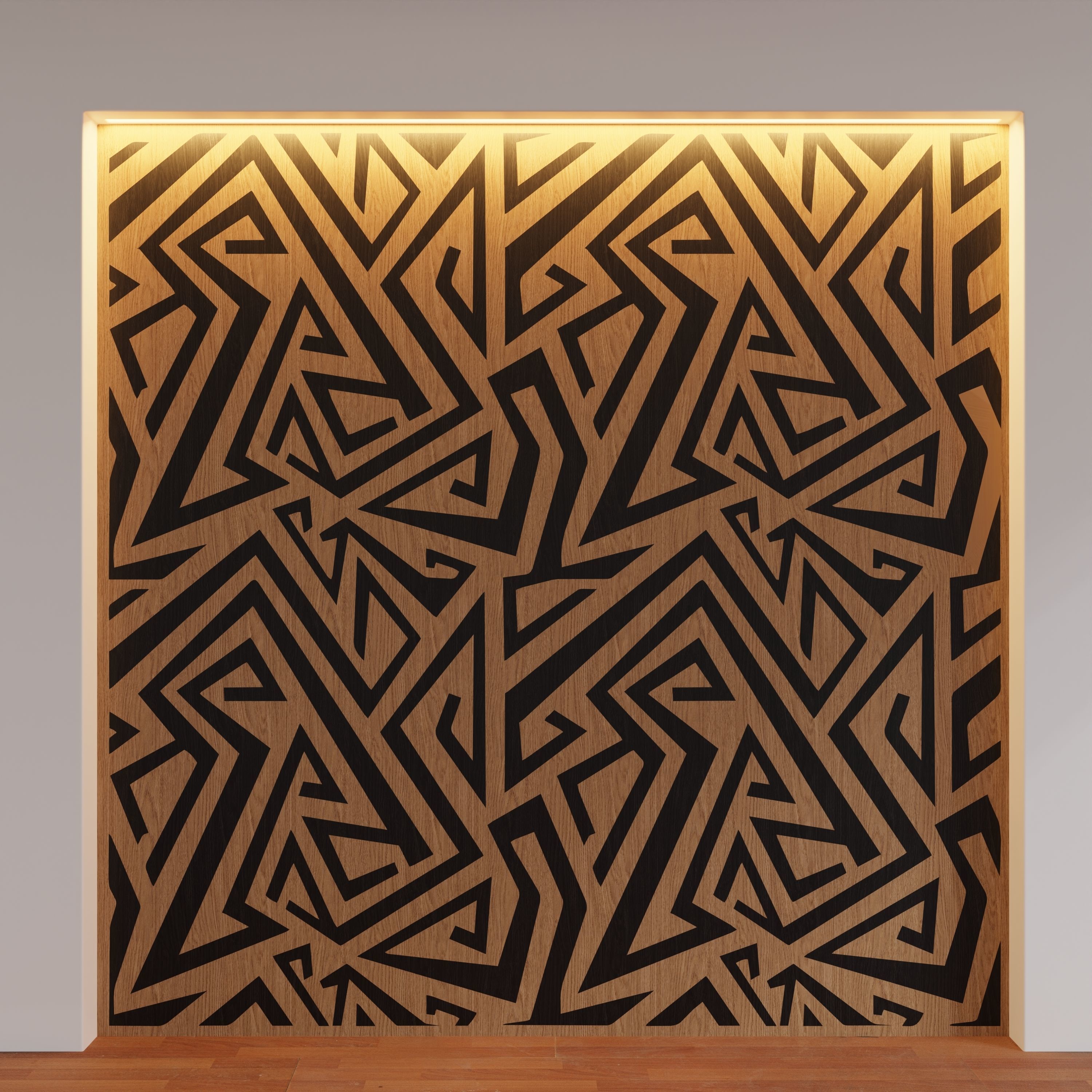 Decorative Wooden Wall Model 19 Low-poly 3D model_9