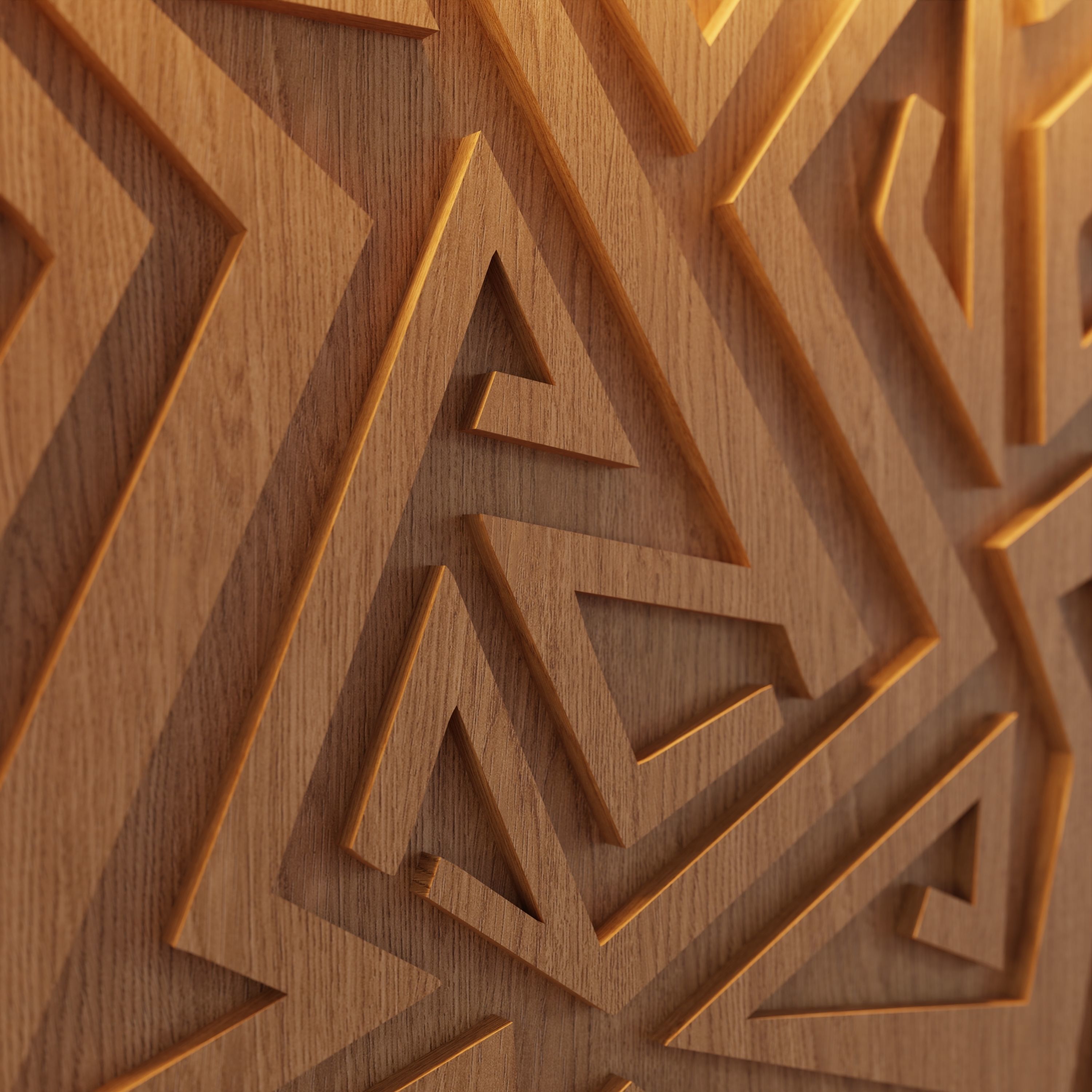 Decorative Wooden Wall Model 19 Low-poly 3D model_2