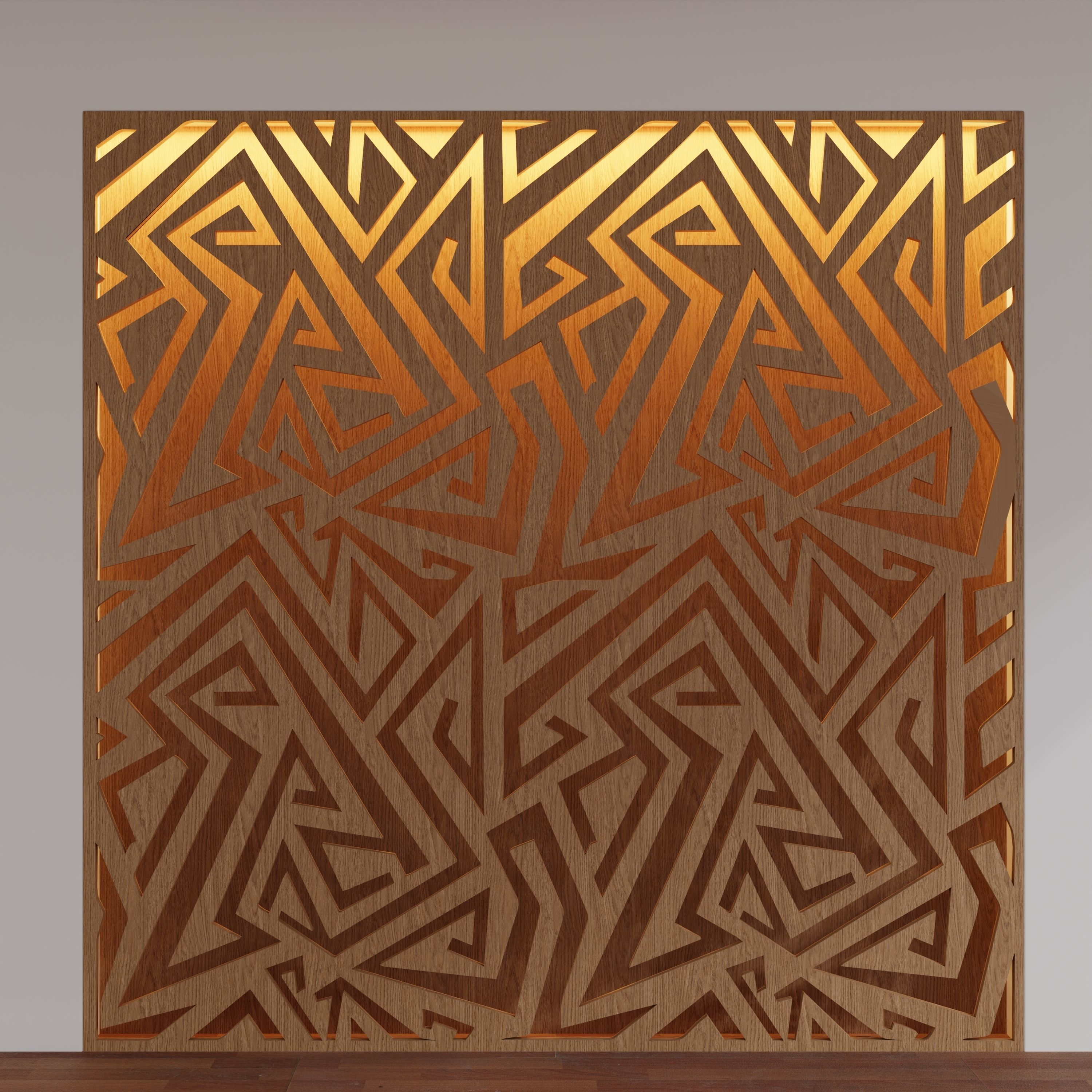 Decorative Wooden Wall Model 19 Low-poly 3D model_5