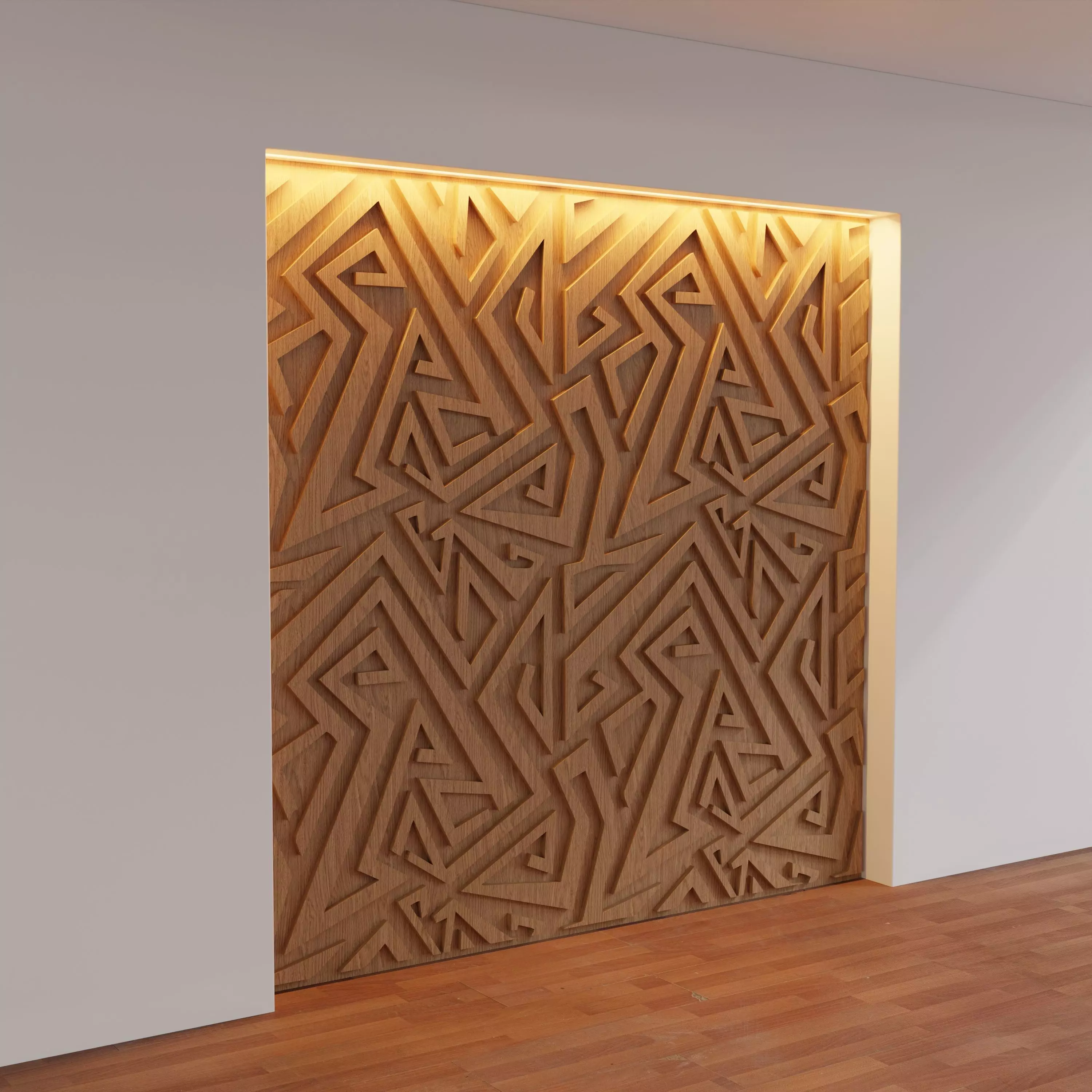 Decorative Wooden Wall Model 19 Low-poly 3D model_0