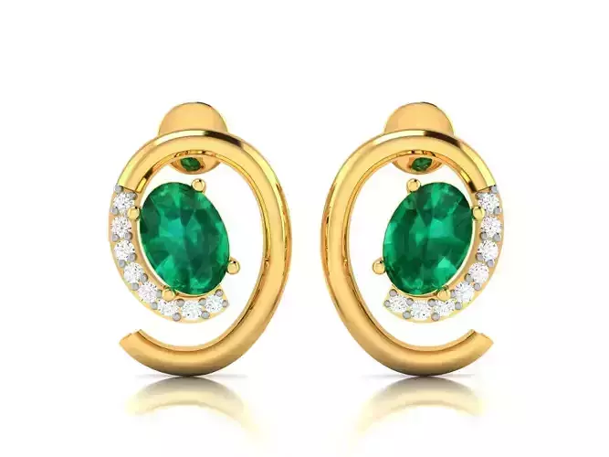 Drop Oval Stone Earring 3D print model