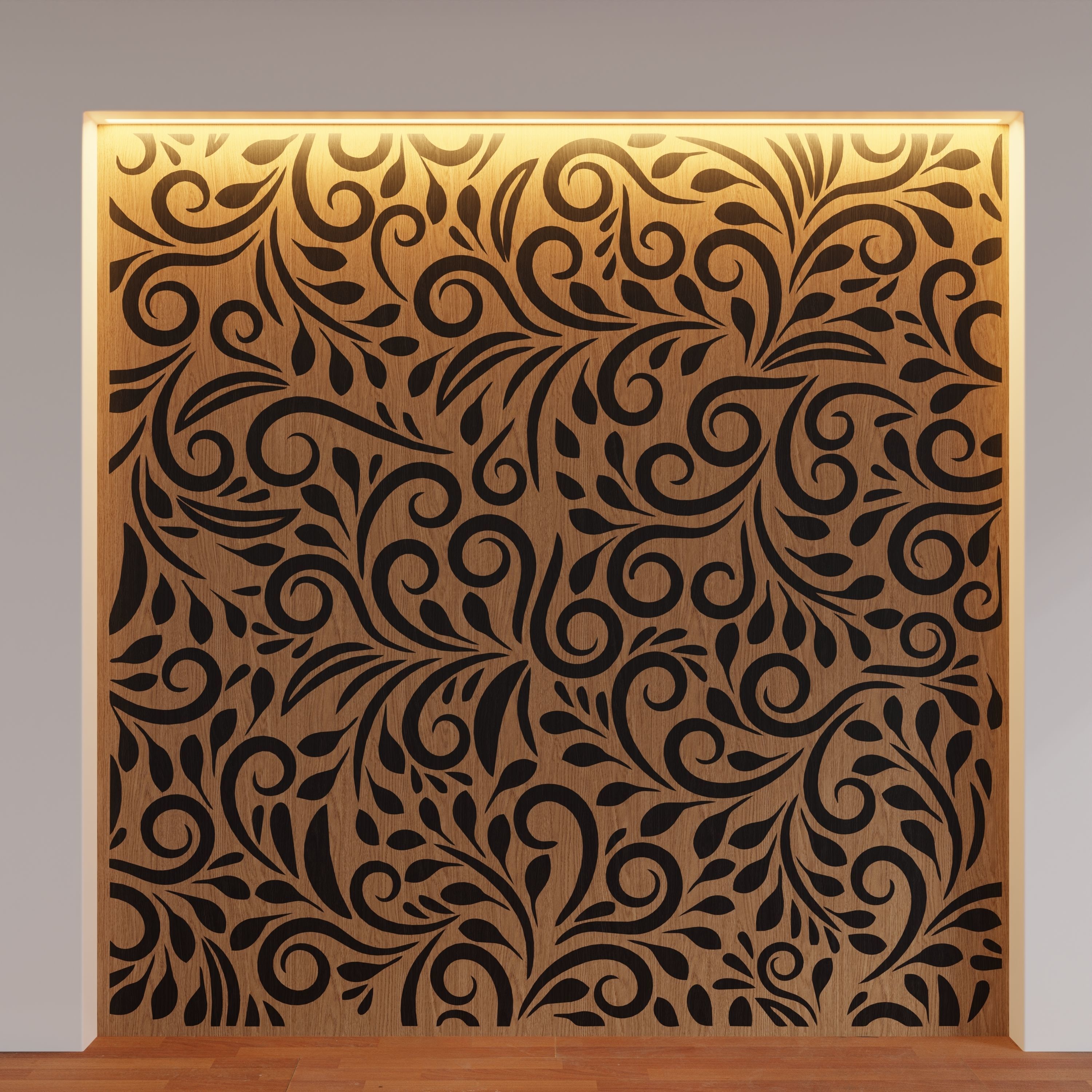 Decorative Wooden Wall Model 20 Low-poly 3D model_9