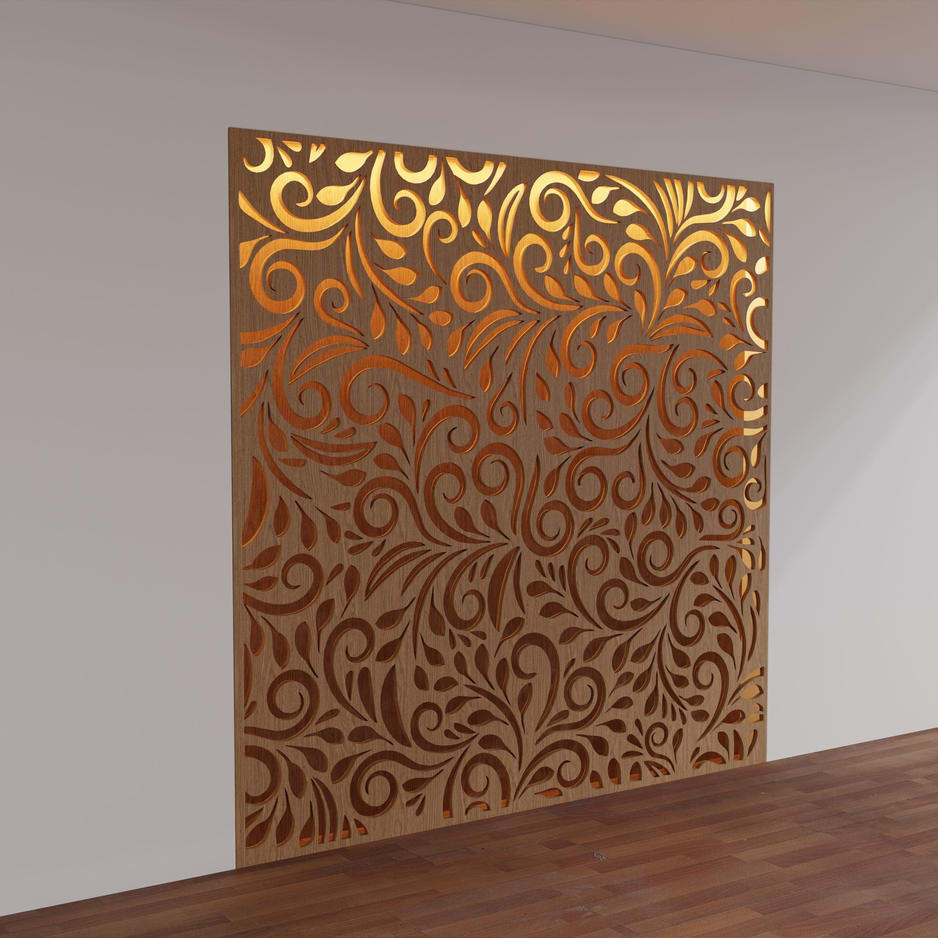 Decorative Wooden Wall Model 20 Low-poly 3D model_4