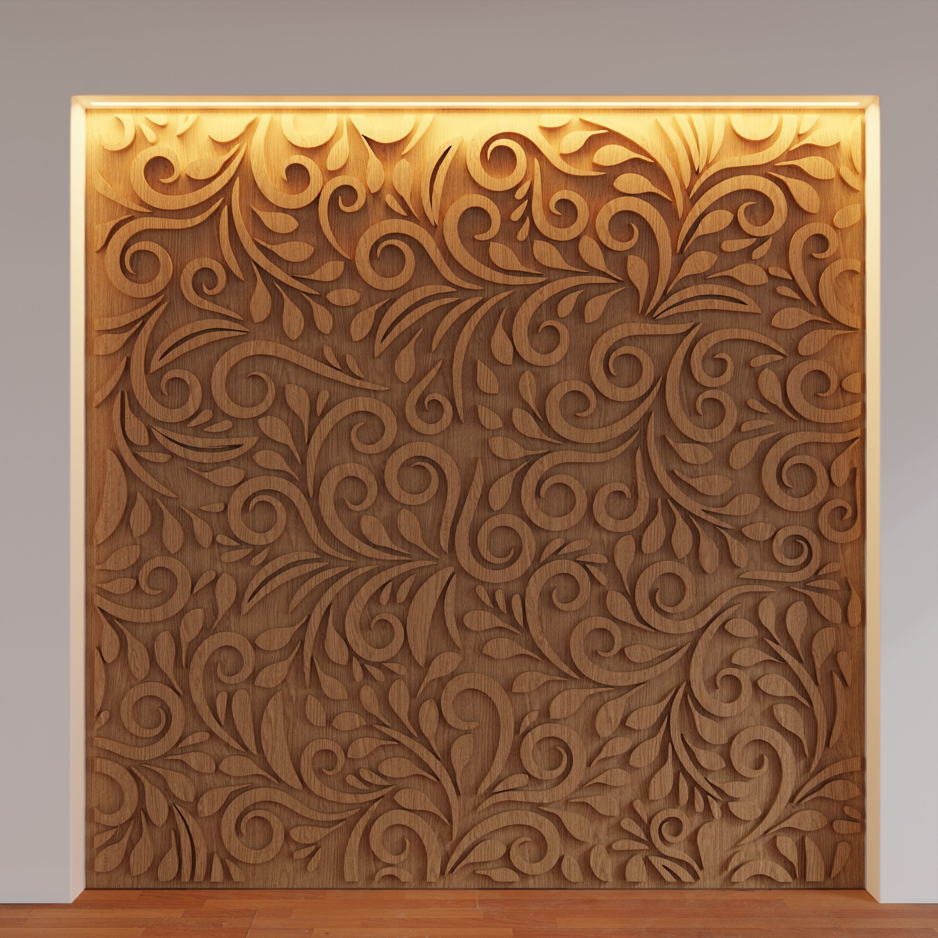 Decorative Wooden Wall Model 20 Low-poly 3D model_1