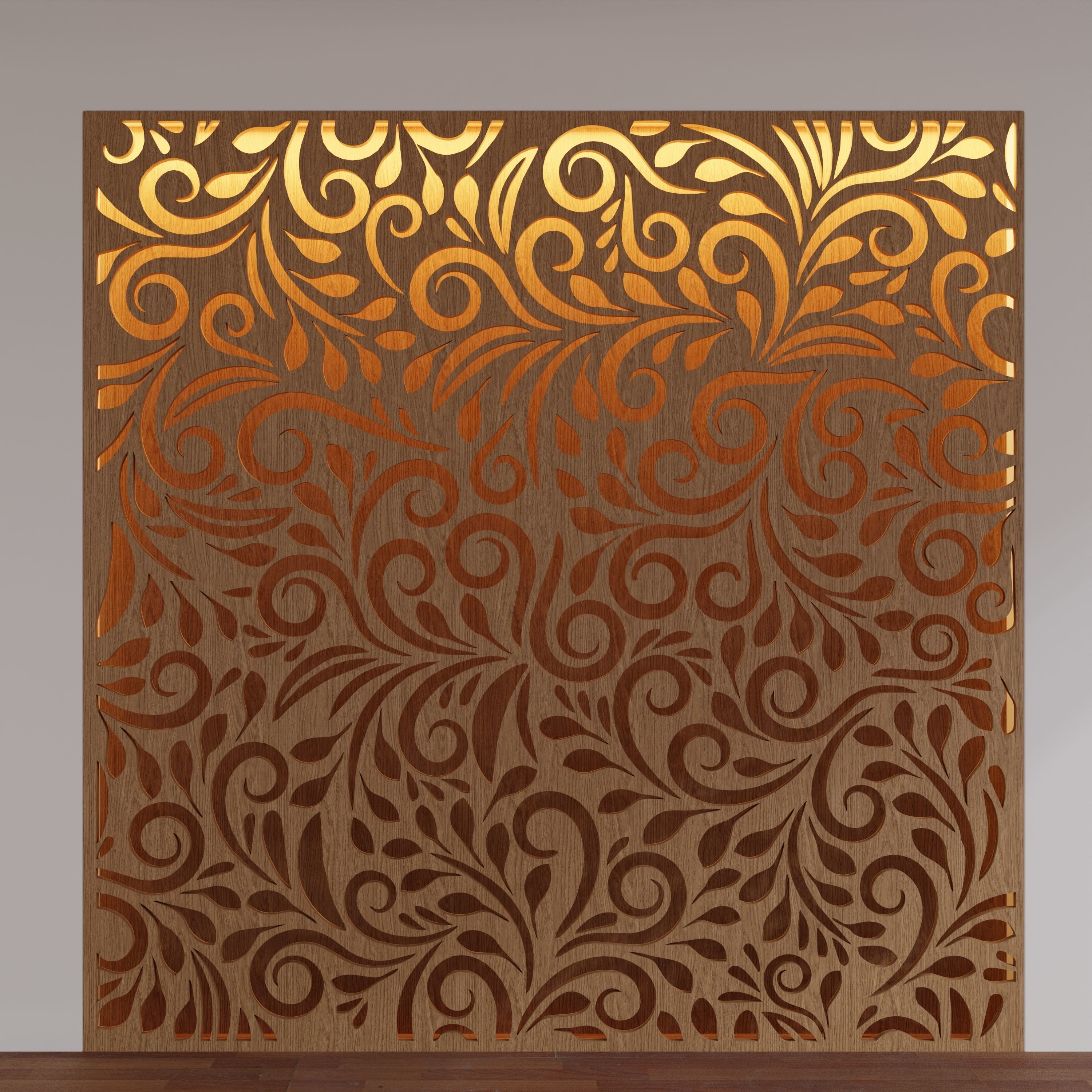 Decorative Wooden Wall Model 20 Low-poly 3D model_5