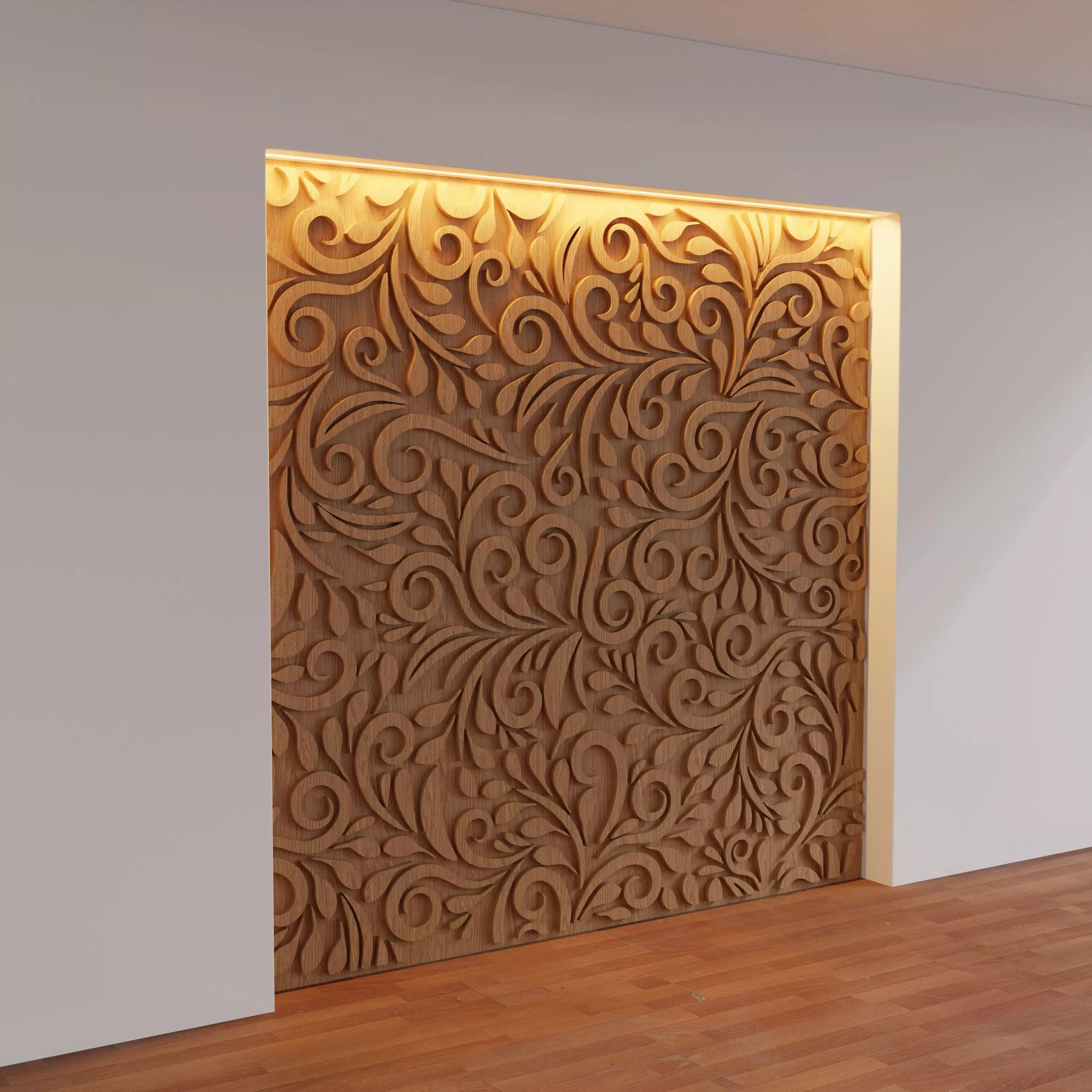 Decorative Wooden Wall Model 20 Low-poly 3D model_0