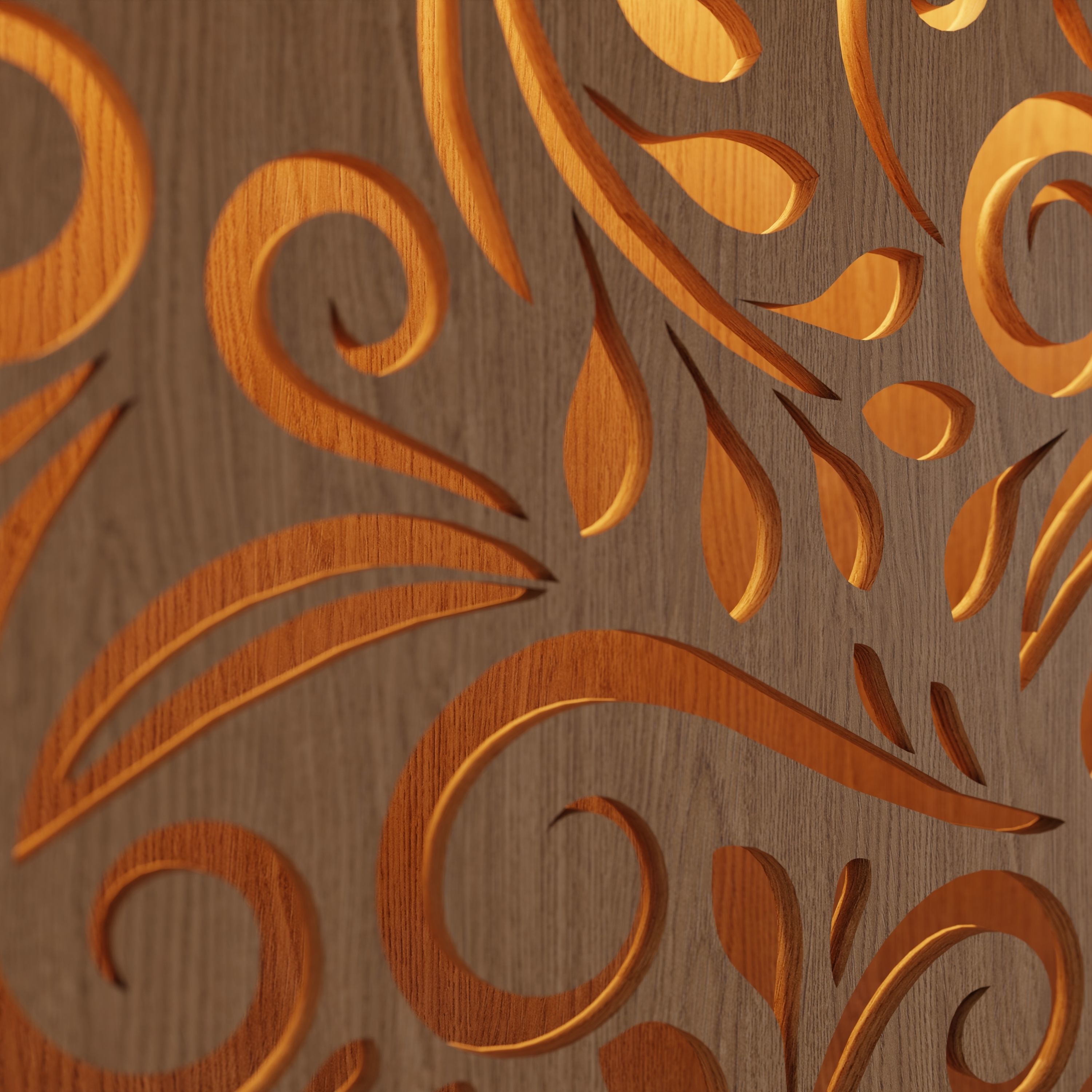 Decorative Wooden Wall Model 20 Low-poly 3D model_6