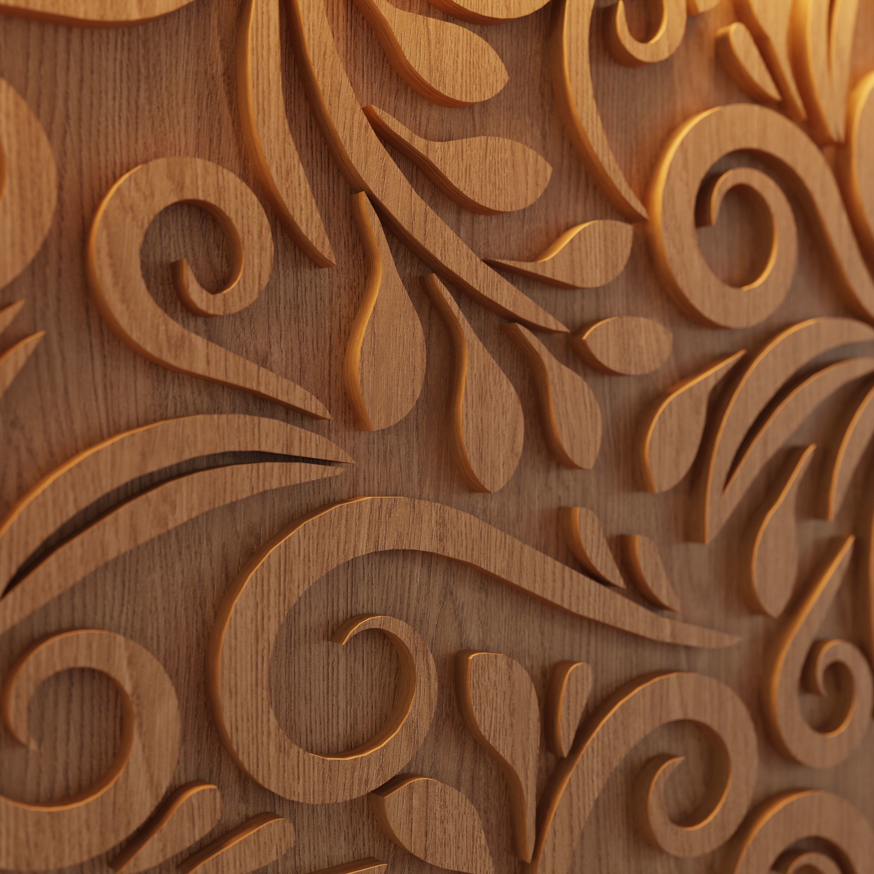 Decorative Wooden Wall Model 20 Low-poly 3D model_2