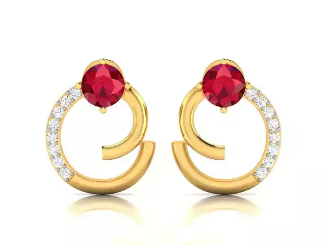 Earring pair of earrings with ruby stones and diamonds 3D print model