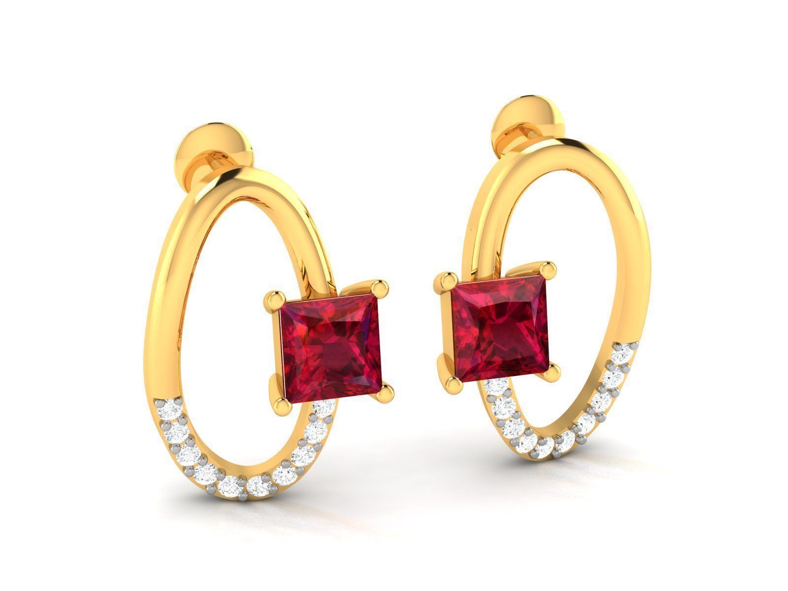 DIAMOND Princess Stone EARRINGS 3D print model_1