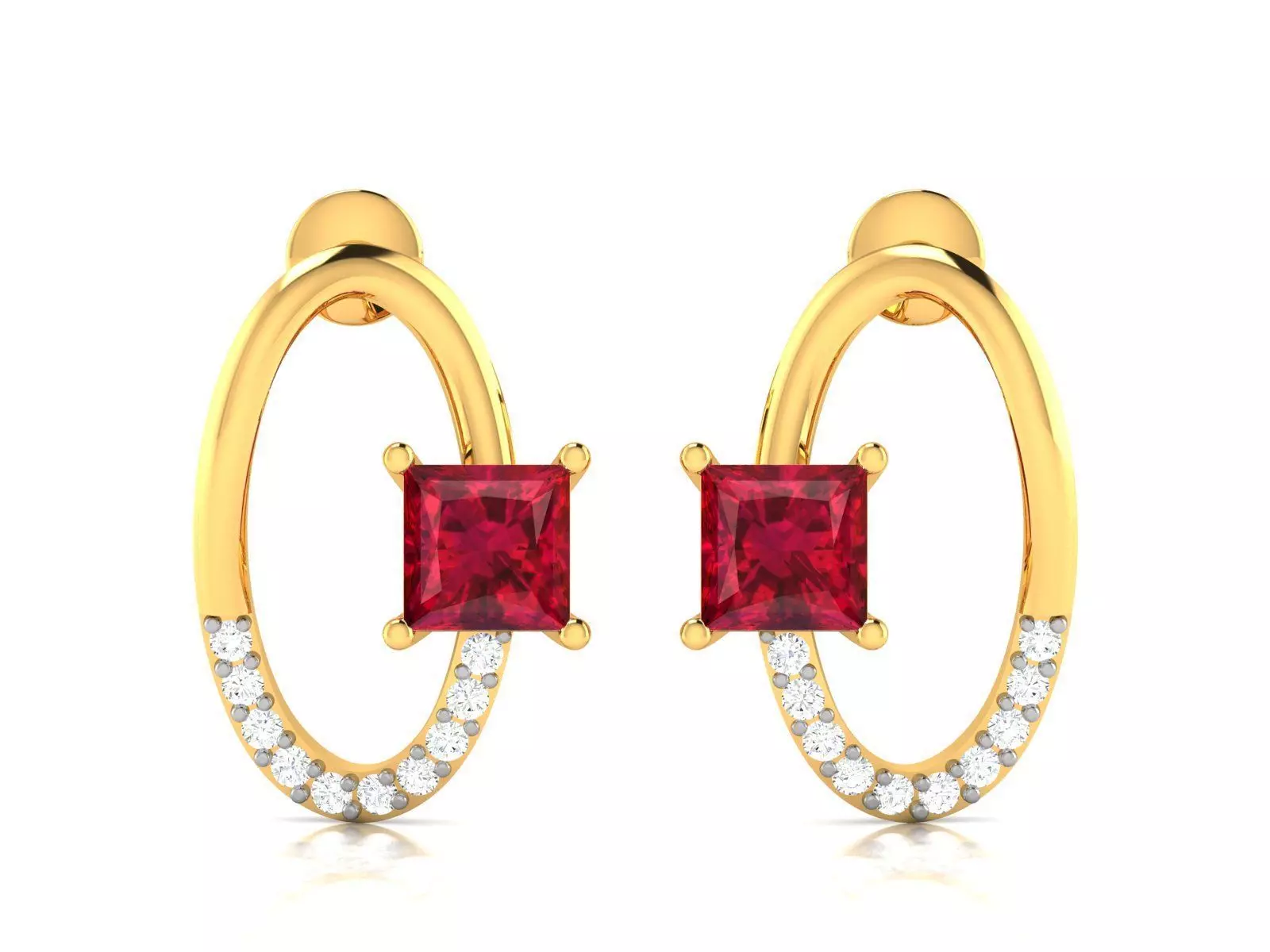 DIAMOND Princess Stone EARRINGS 3D print model_0