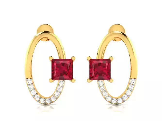  DIAMOND Princess Stone EARRINGS 3D print model