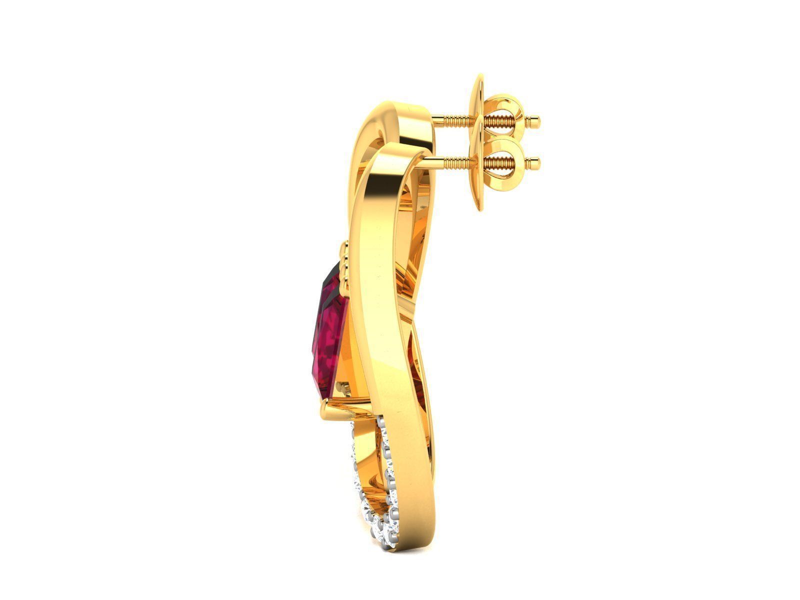 DIAMOND Princess Stone EARRINGS 3D print model_4