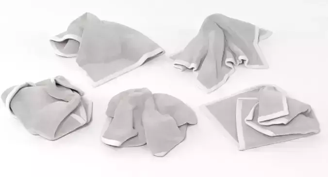 Towel Collection 4 linen handkerchief 3D model