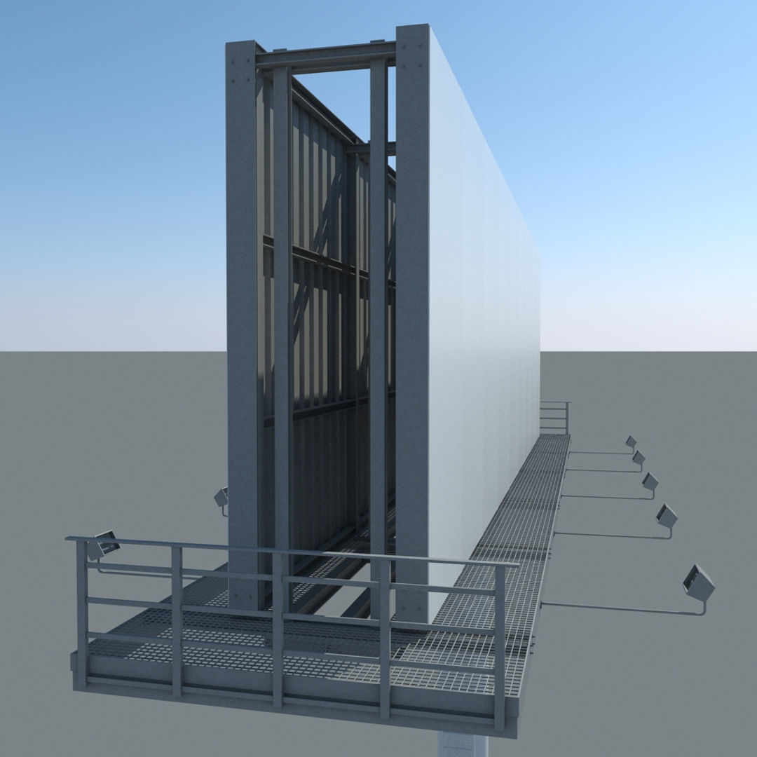 Billboard 1 empty on pole 3D model_10