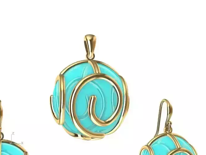 cage set pearl pendant earrings set stl verified  3D print model
