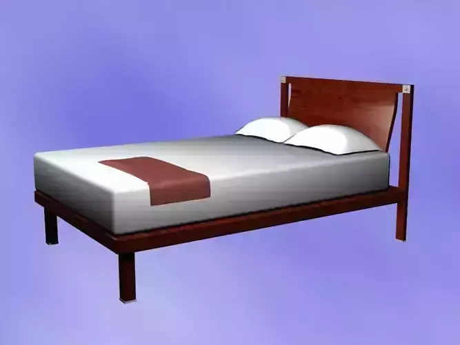 Bed Model with wooden headboard and footboard