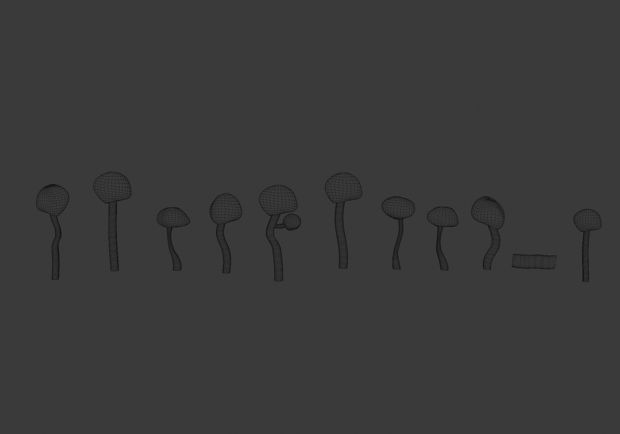 pink trees collection Low-poly 3D model_13