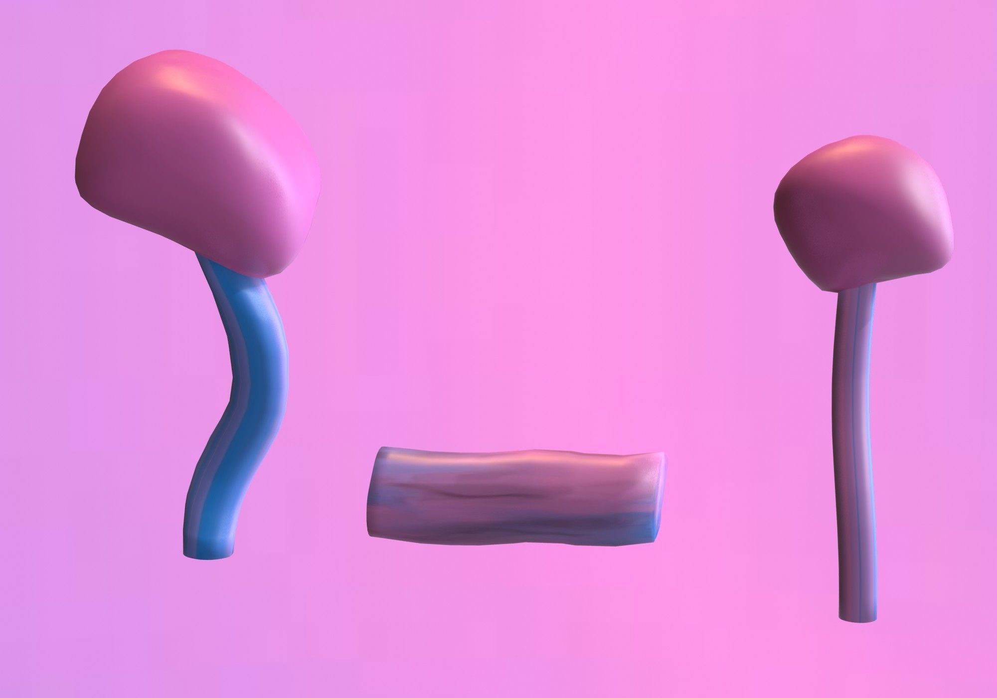 pink trees collection Low-poly 3D model_1